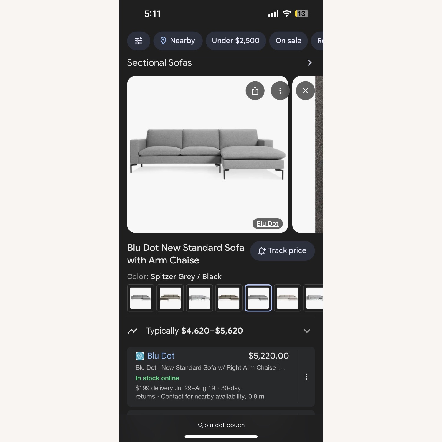 Blu Dot Grey New Standard Sectional Sofa - image-5