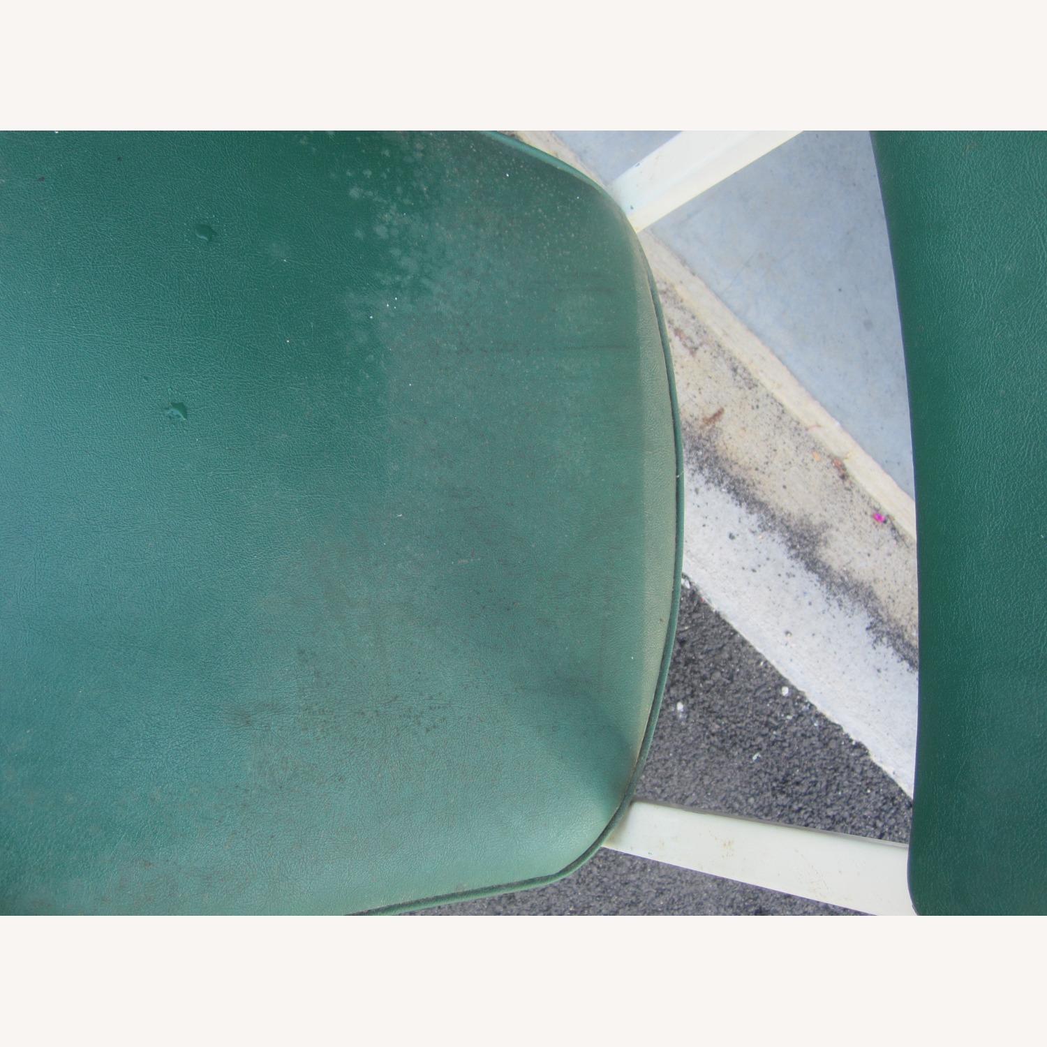 Vintage Industrial Office Chair Steel Green Vinyl - image-10