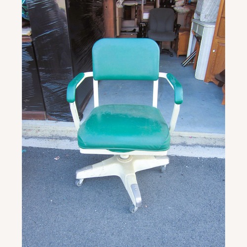 Used Vintage Industrial Office Chair Steel Green Vinyl for sale on AptDeco