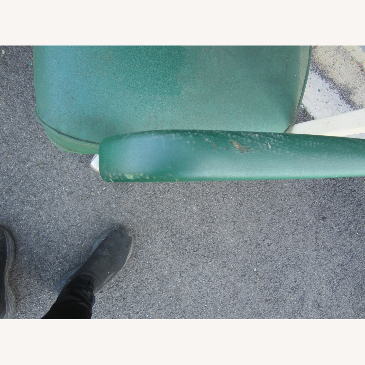 Vintage Industrial Office Chair Steel Green Vinyl - image-9