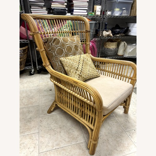 Used Serena & Lily Bodega Rattan Chairs and Ottomans for sale on AptDeco