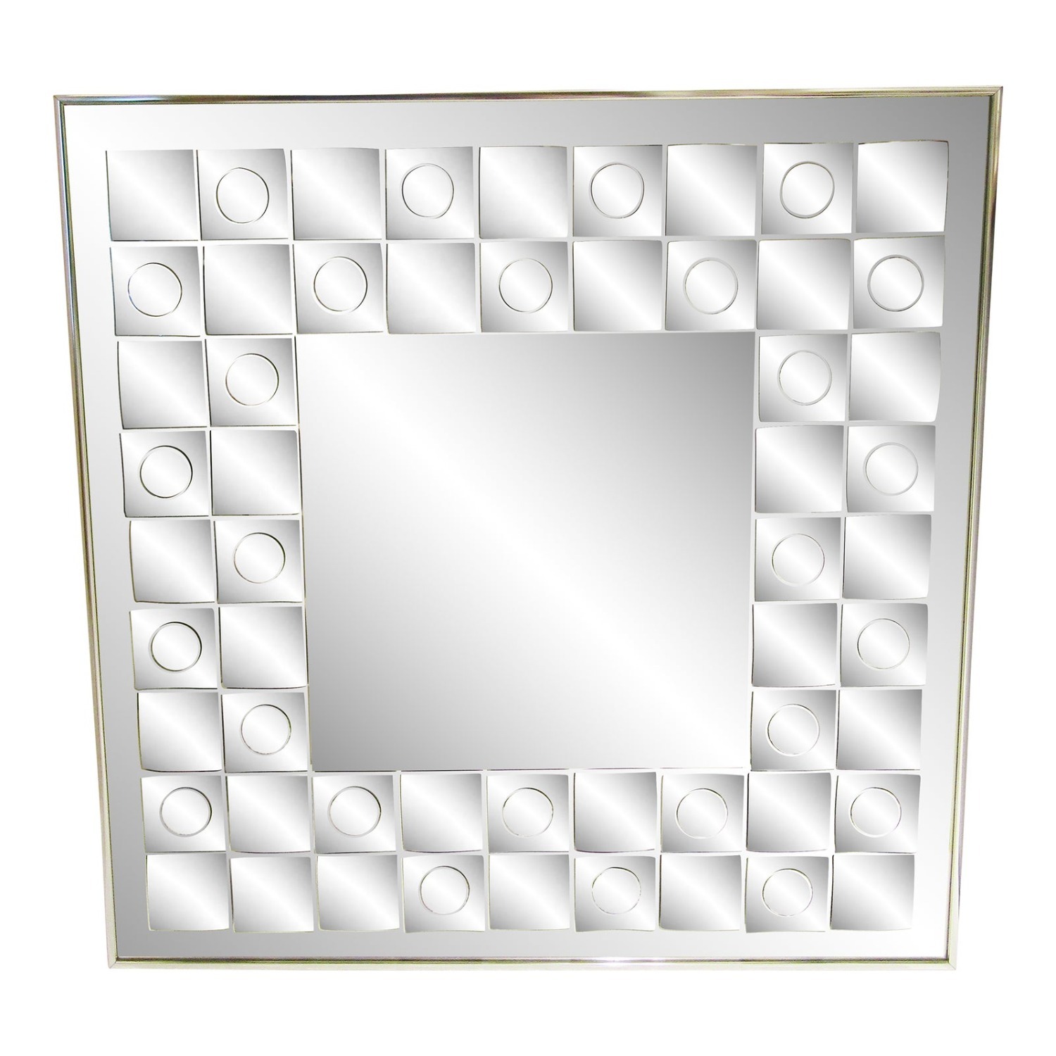 Mid-Century Hal Bienfeld Op Art Square Wall Mirror - image-0