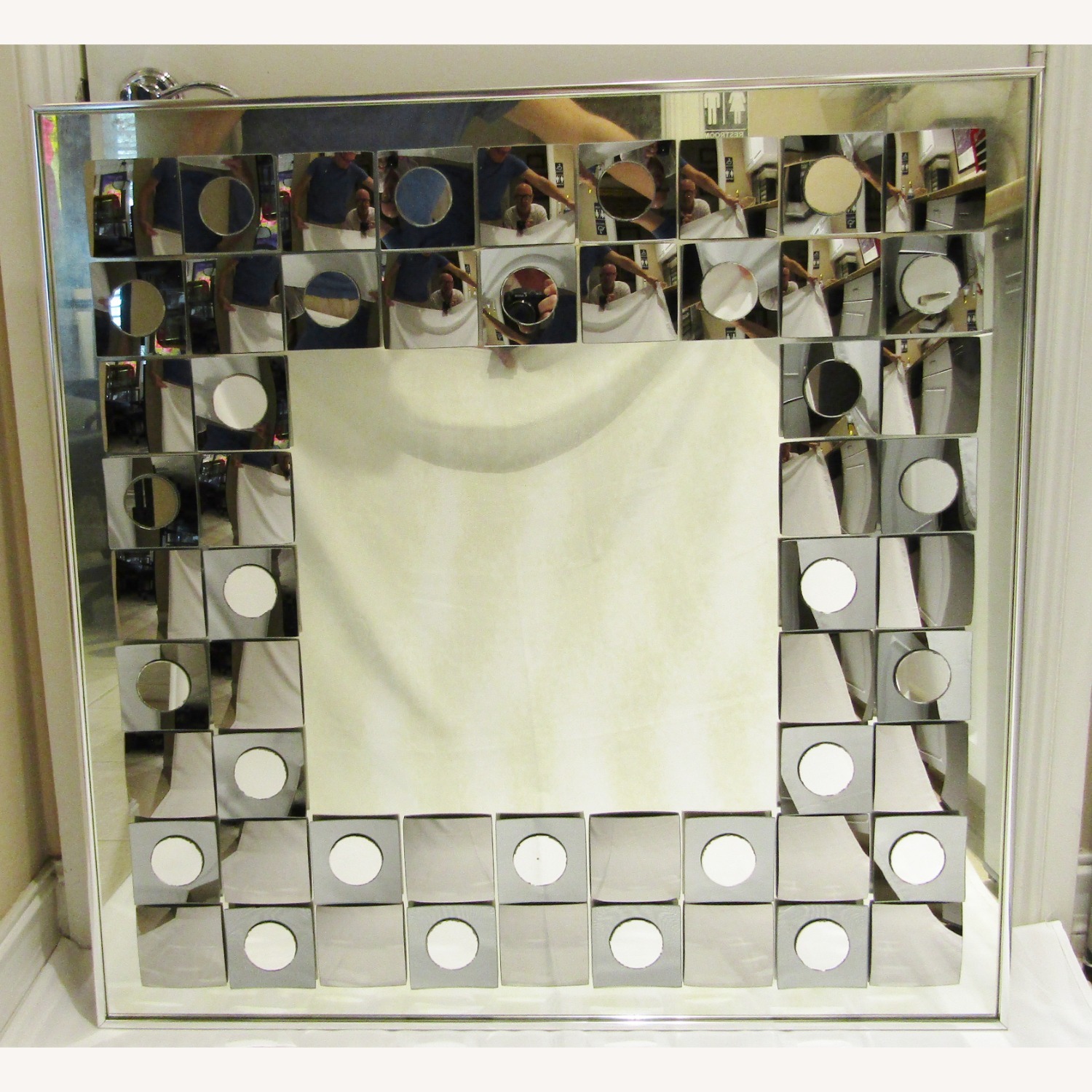 Mid-Century Hal Bienfeld Op Art Square Wall Mirror - image-2