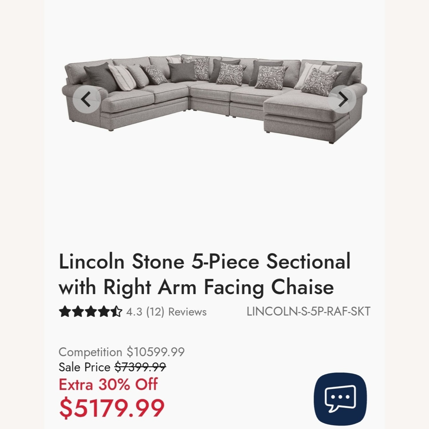 Lincoln Stone 4-Piece Sectional with Right Arm Facing Chaise - image-3