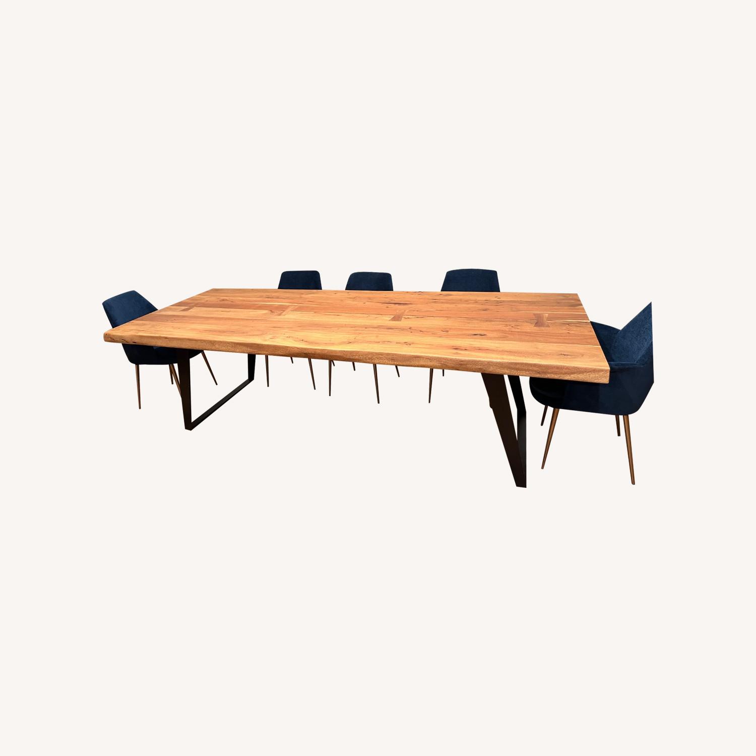 Crate & Barrel Yukon 102 inch Live Edge Table and Chairs - image-0
