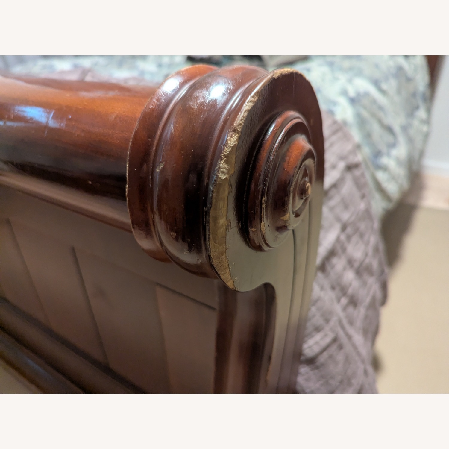 Cherry Wood Sleigh Bed - image-4