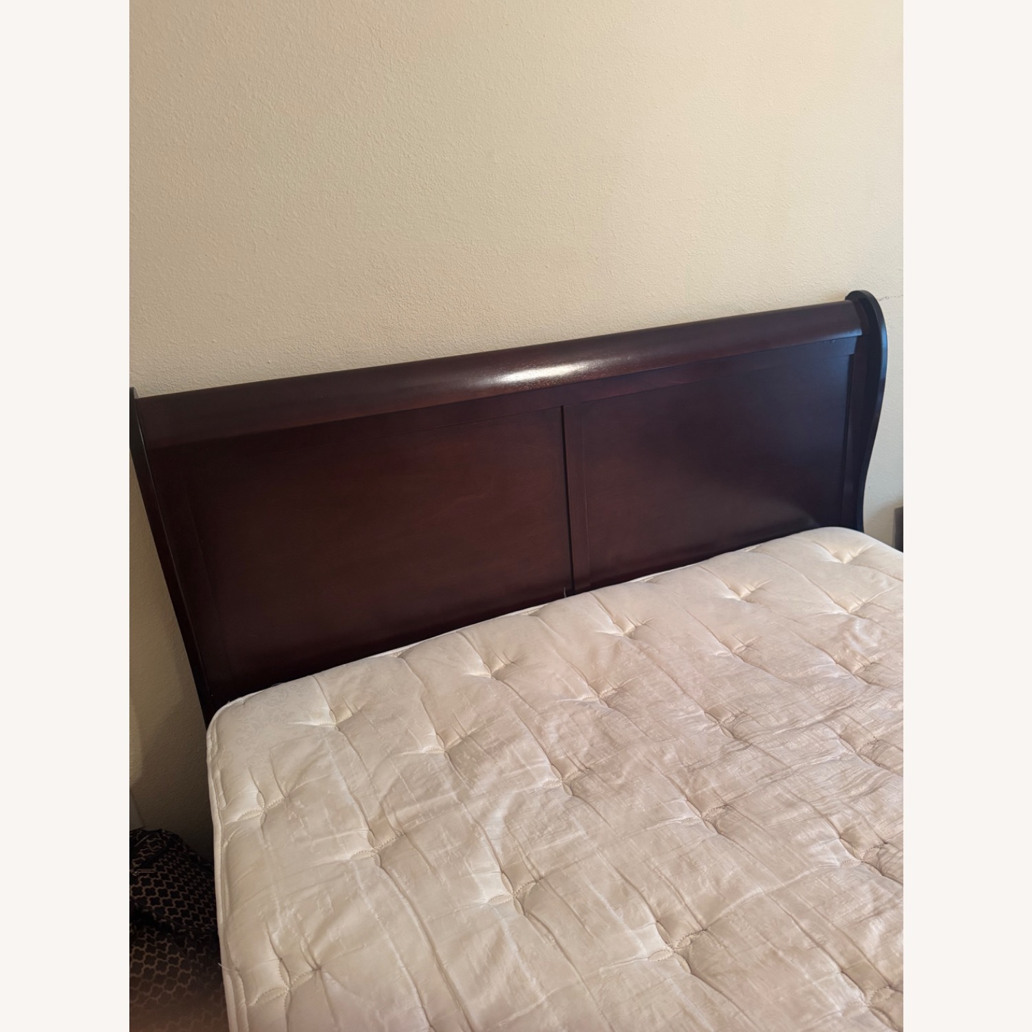 Dark Brown Wooden Queen Size Bed - image-5