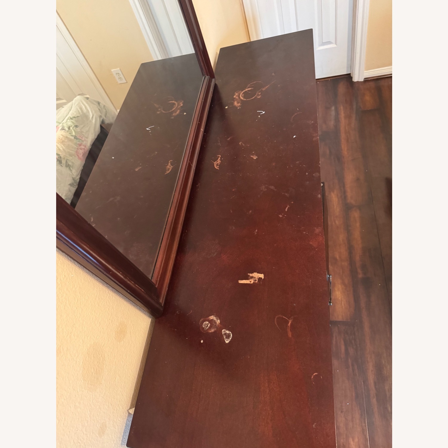 Dark Brown 6 Drawers Nightstand with Mirror - image-8