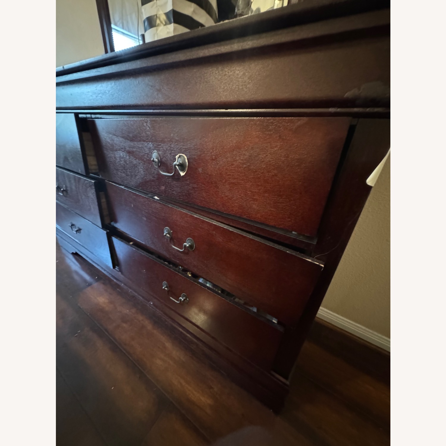 Dark Brown 6 Drawers Nightstand with Mirror - image-5