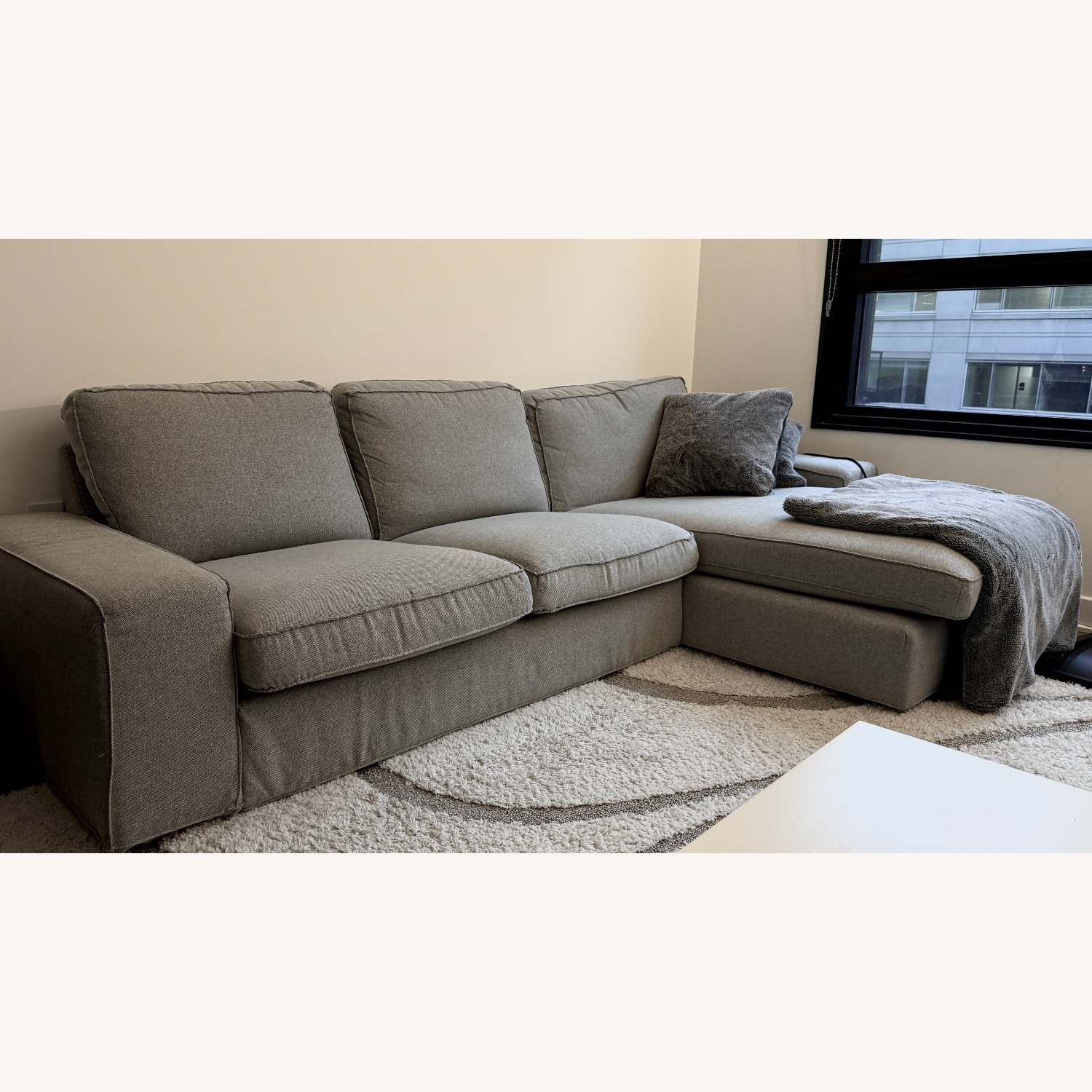 IKEA KIVIK Sofa with Chaise Tibbleby Beige Gray - image-1