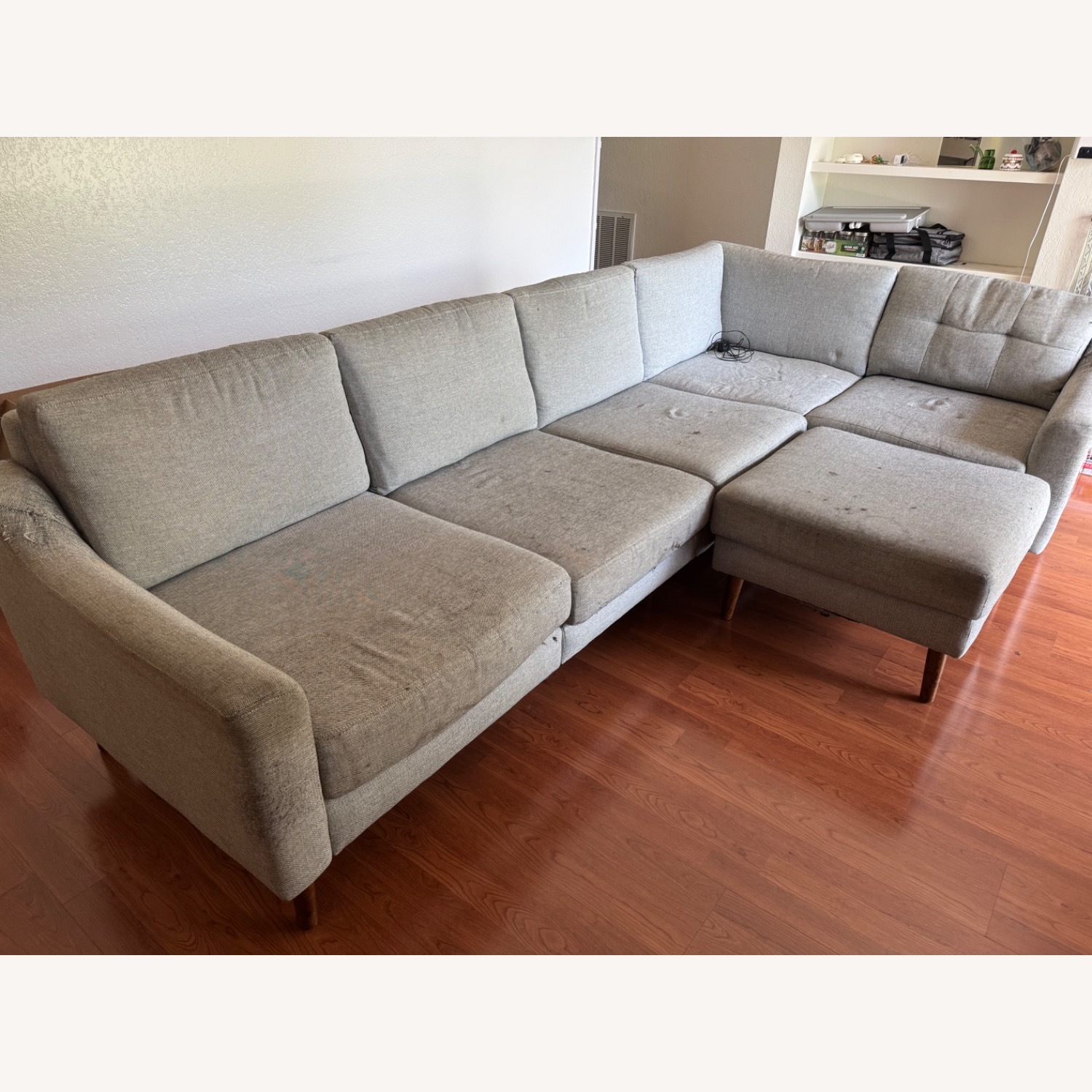 Burrow Grey King Sofa W Chaise & Ottoman - image-1