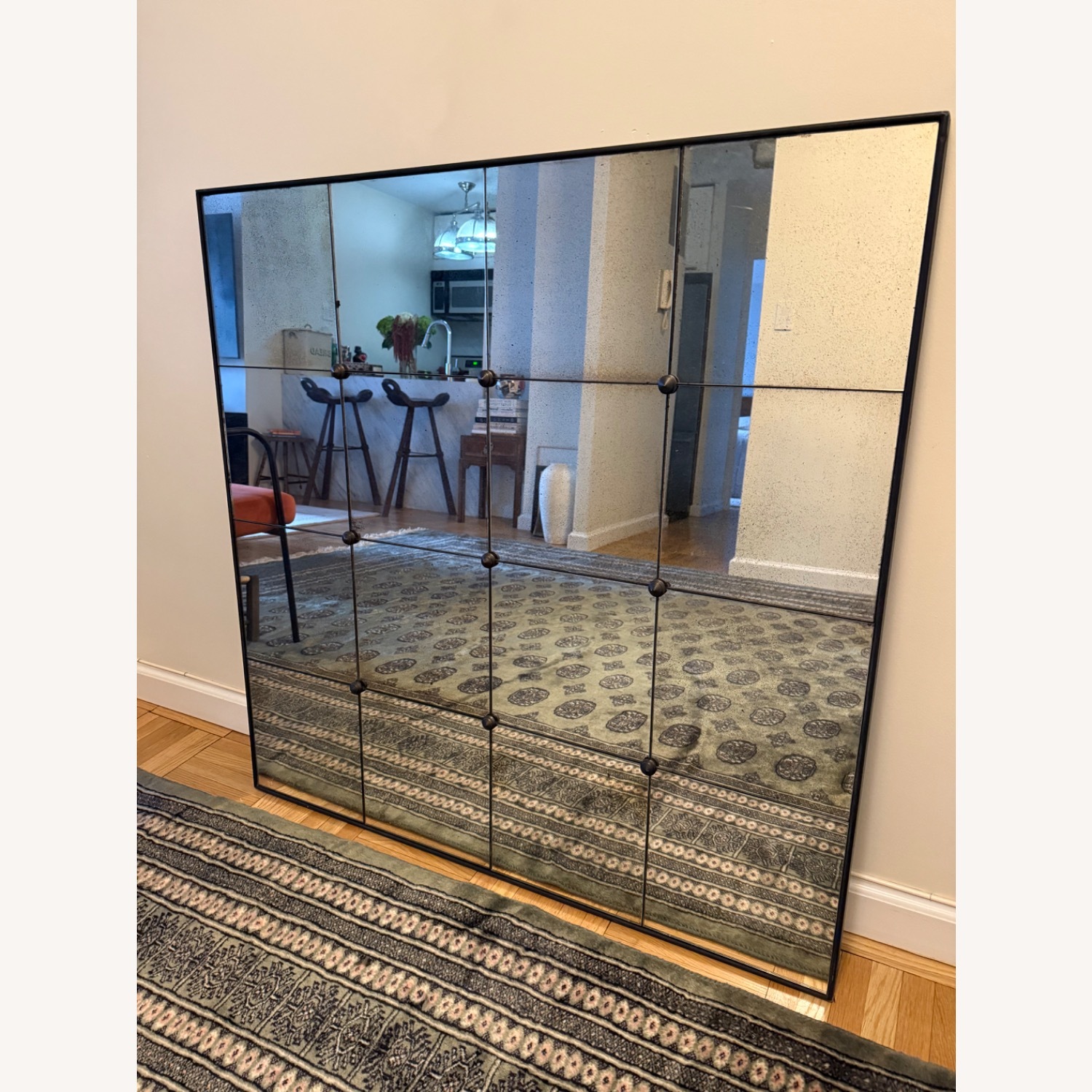 Pottery Barn Markle Antique Glass Panel Square Wall Mirror - image-3