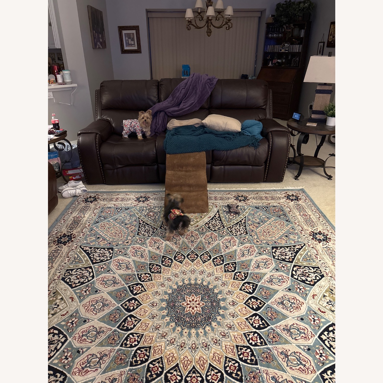 Brown Leather Reclining Sofa with USB Ports - image-5