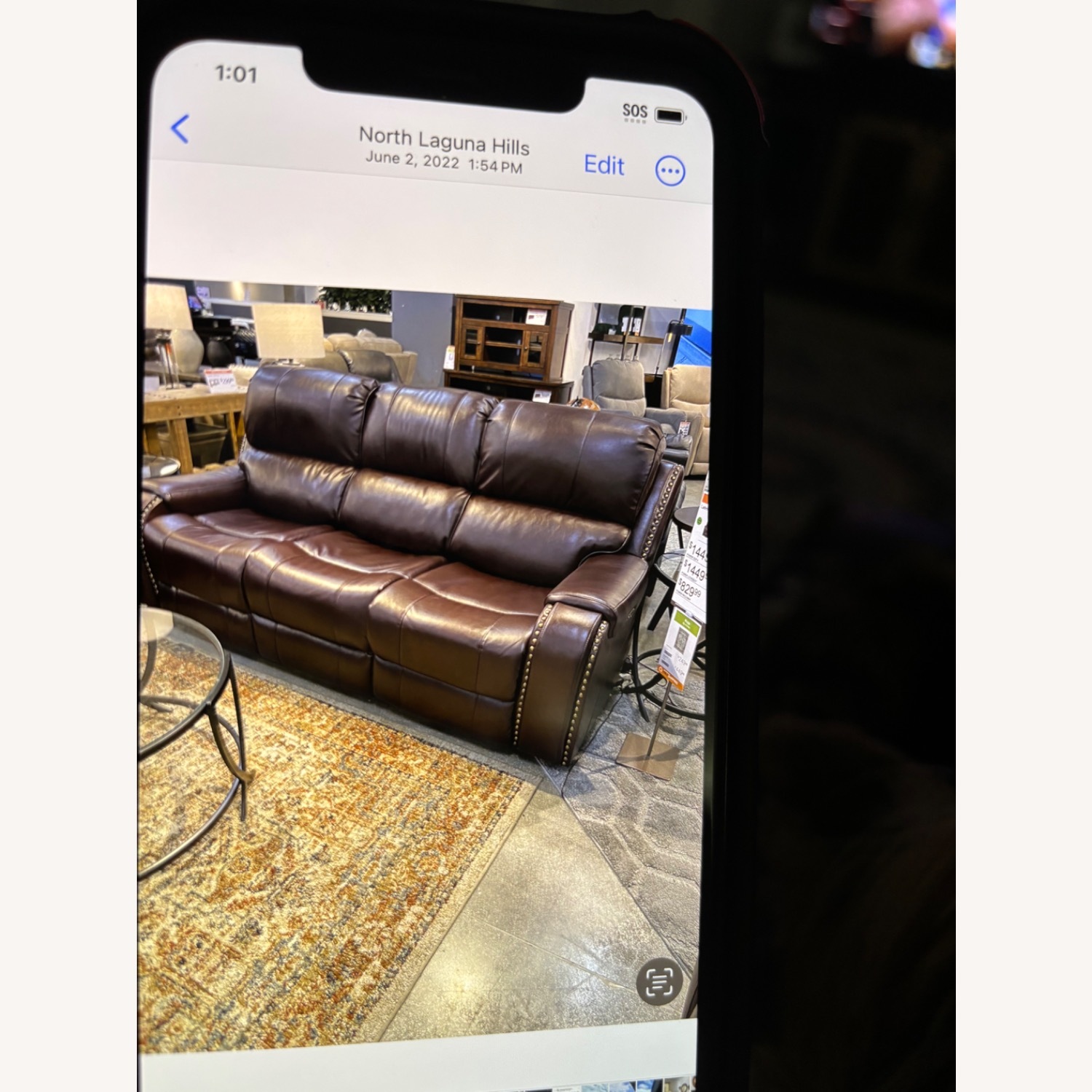 Brown Leather Reclining Sofa with USB Ports - image-1