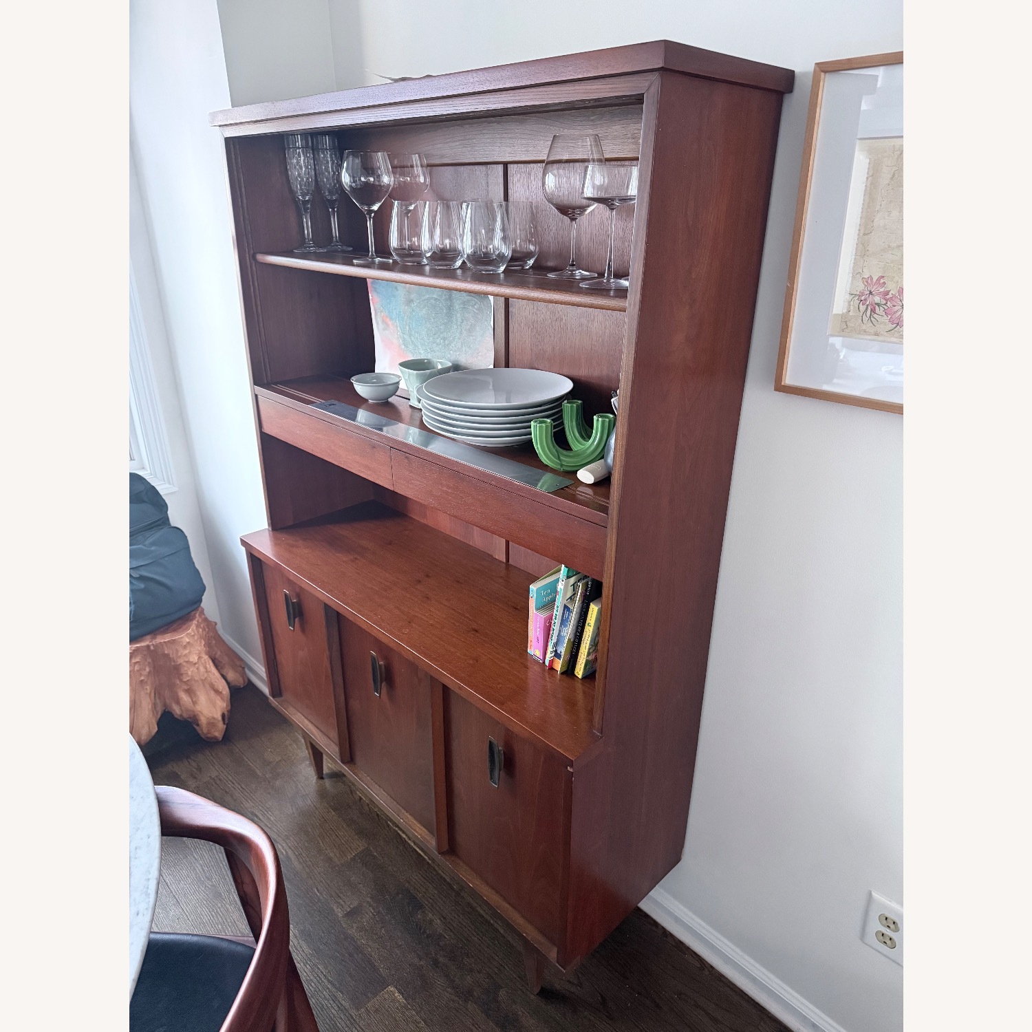 Mid-Century Walnut Veneer Hutch - image-2