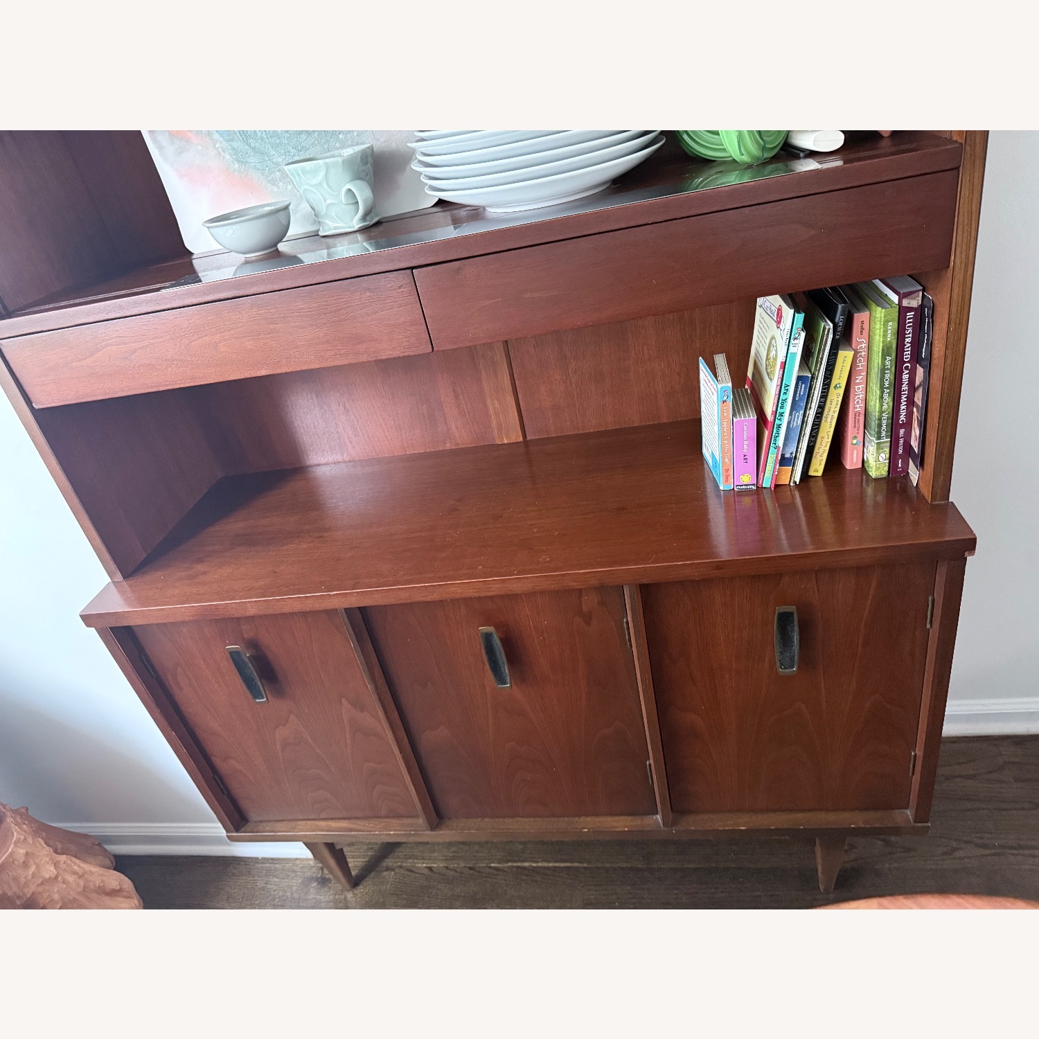 Mid-Century Walnut Veneer Hutch - image-3