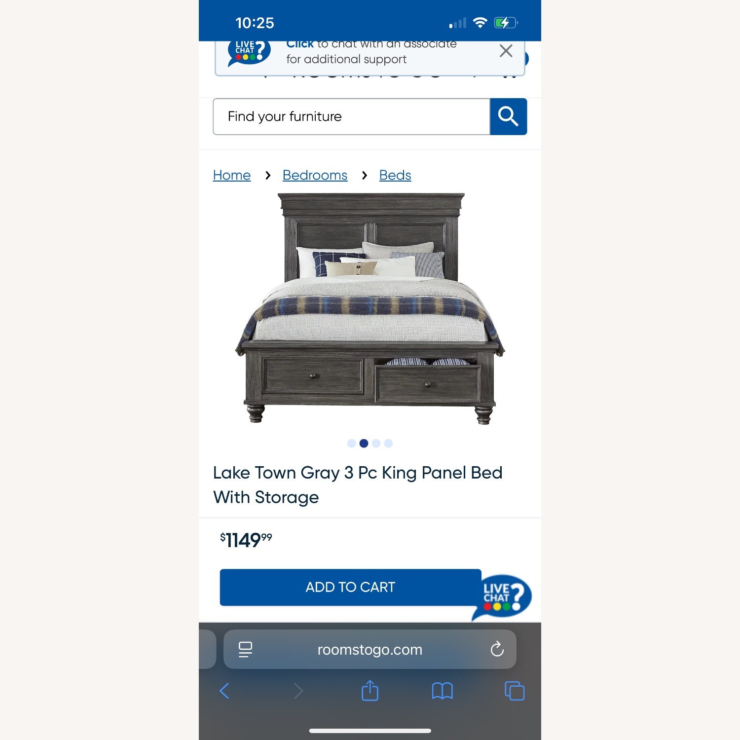 Lake Town Gray 3 Pc King Panel Bed with Storage - image-7