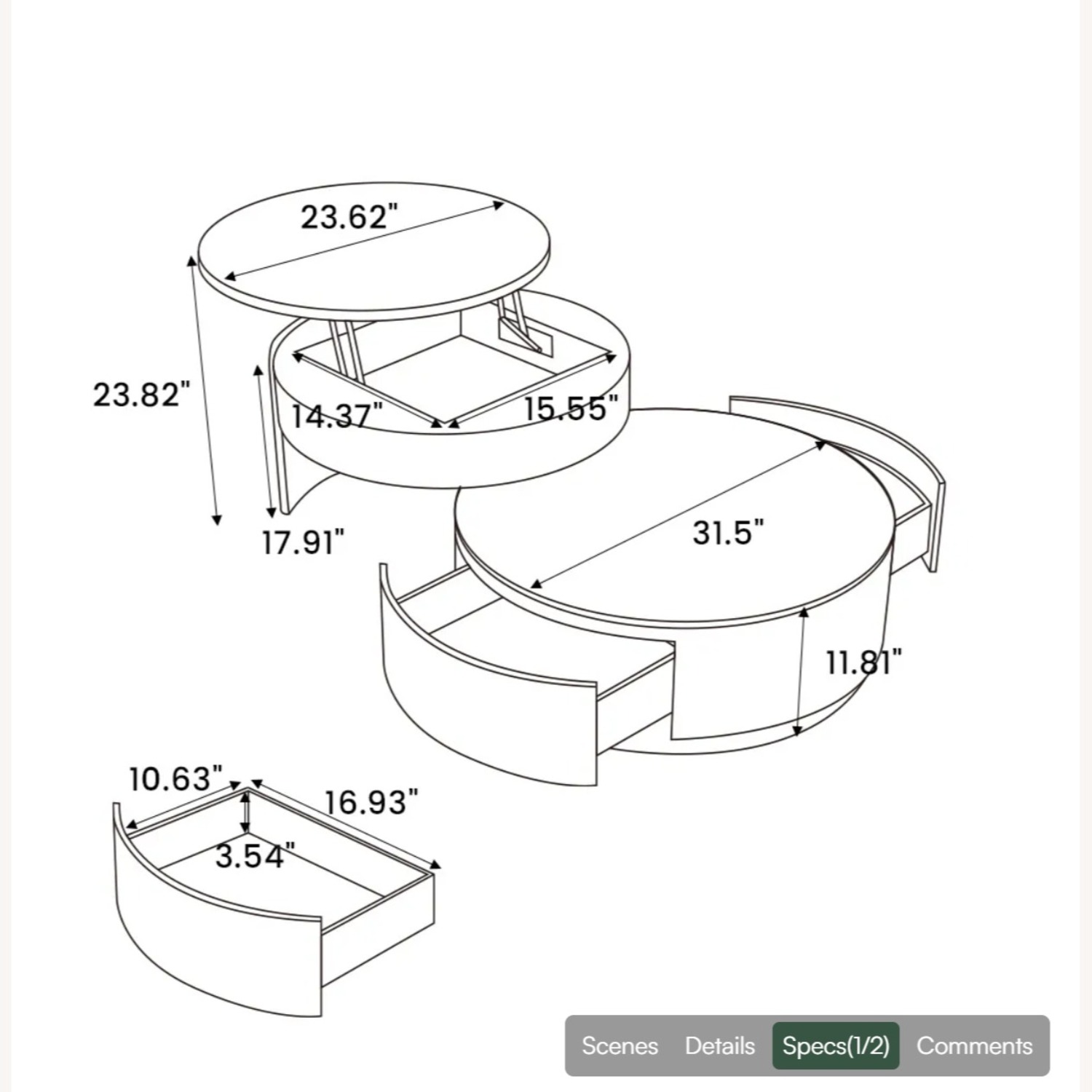 Lift-top Modern Nesting Coffee Table Set of 2 - image-8