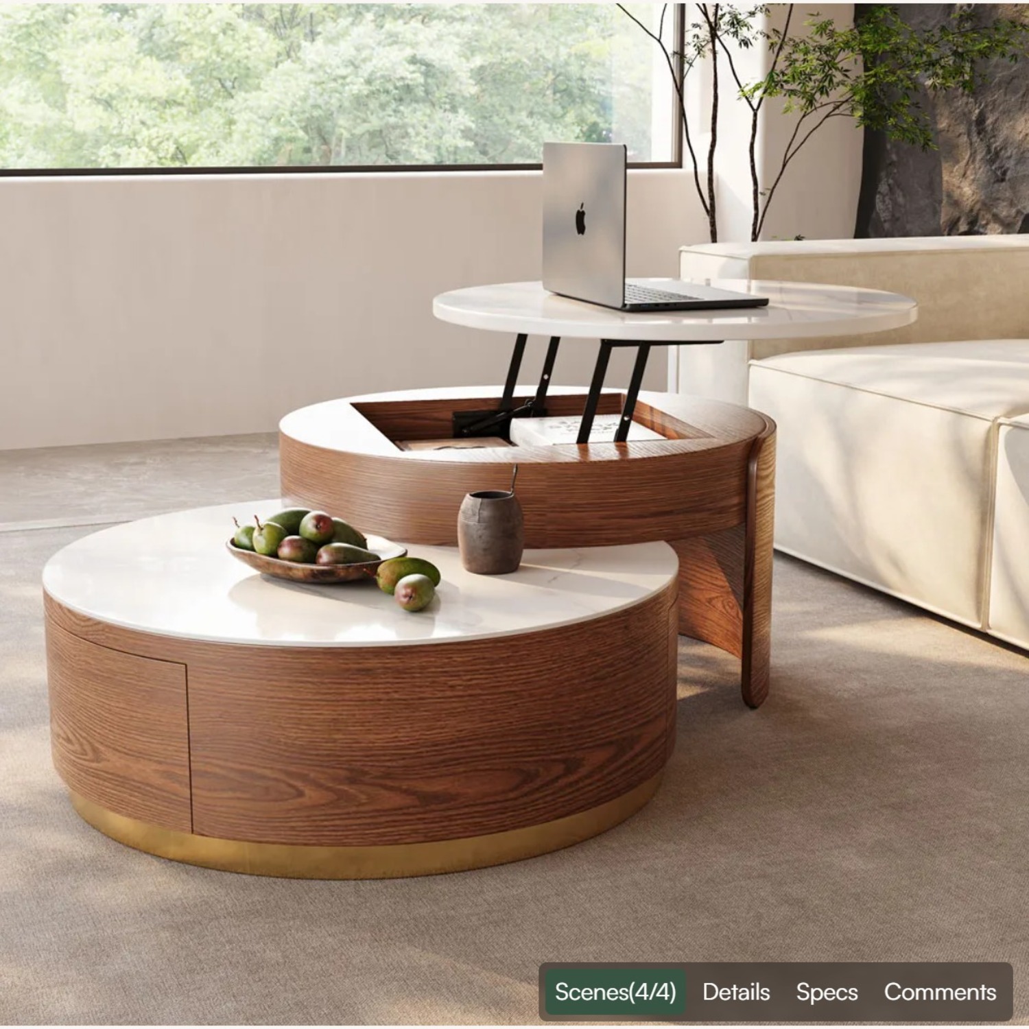 Lift-top Modern Nesting Coffee Table Set of 2 - image-4