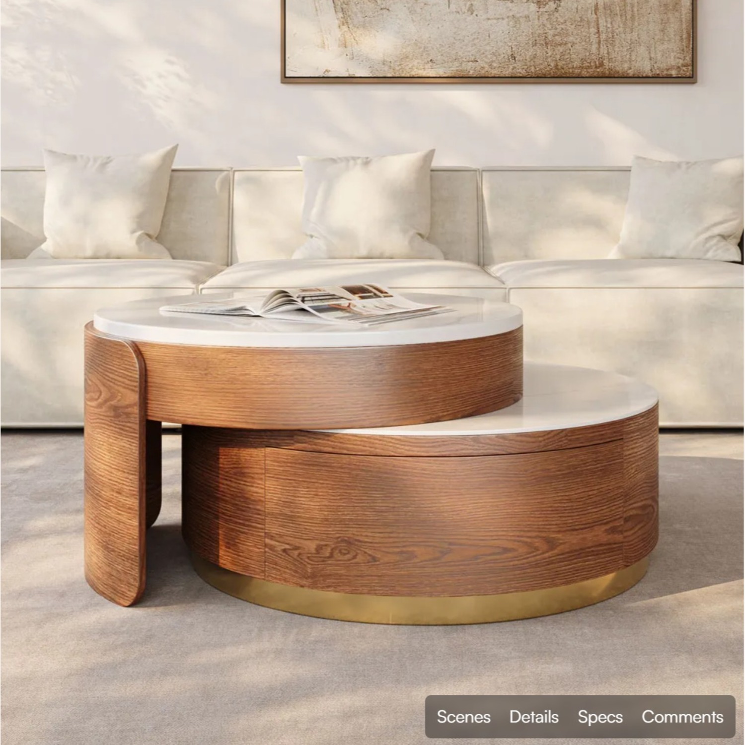 Lift-top Modern Nesting Coffee Table Set of 2 - image-10