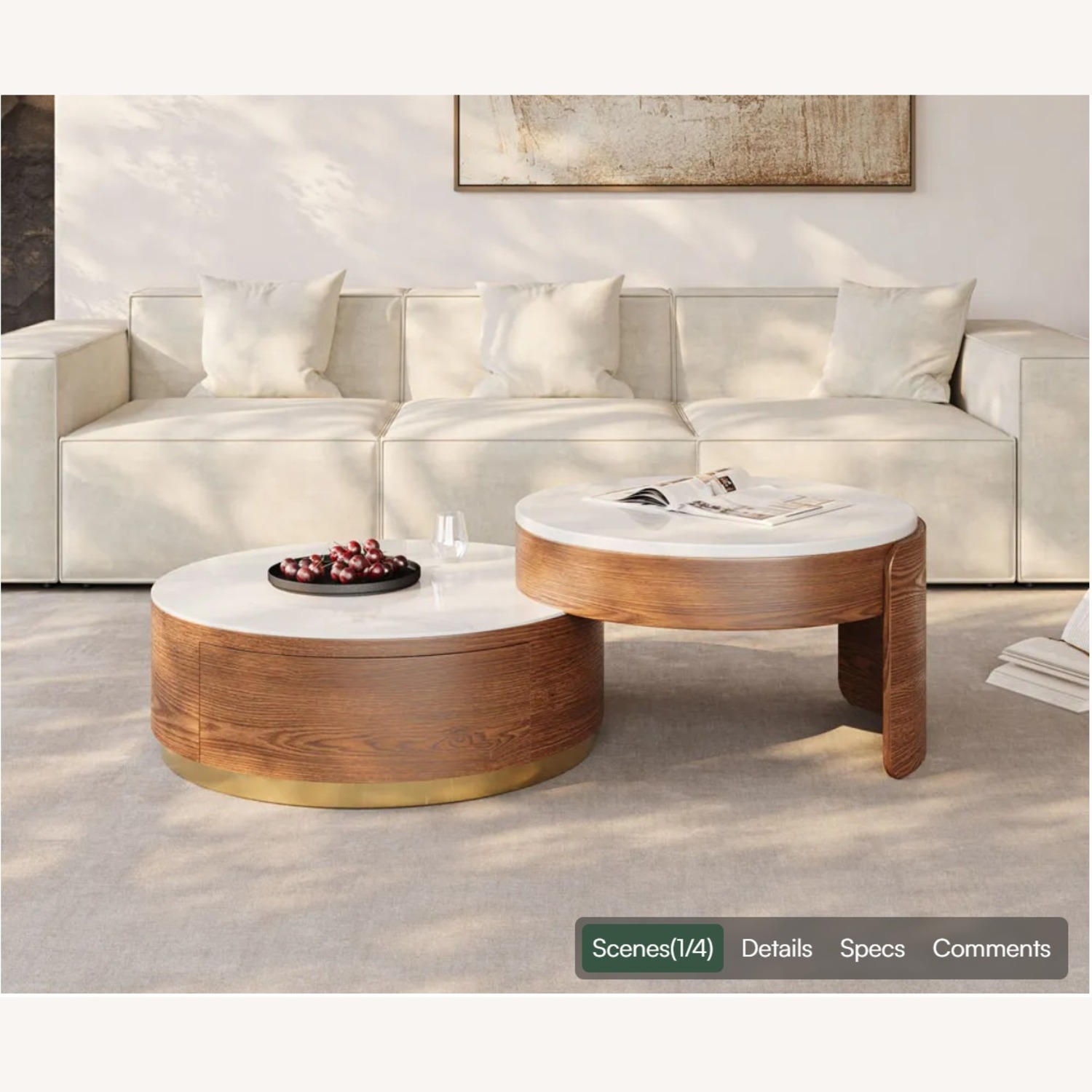 Lift-top Modern Nesting Coffee Table Set of 2 - image-2
