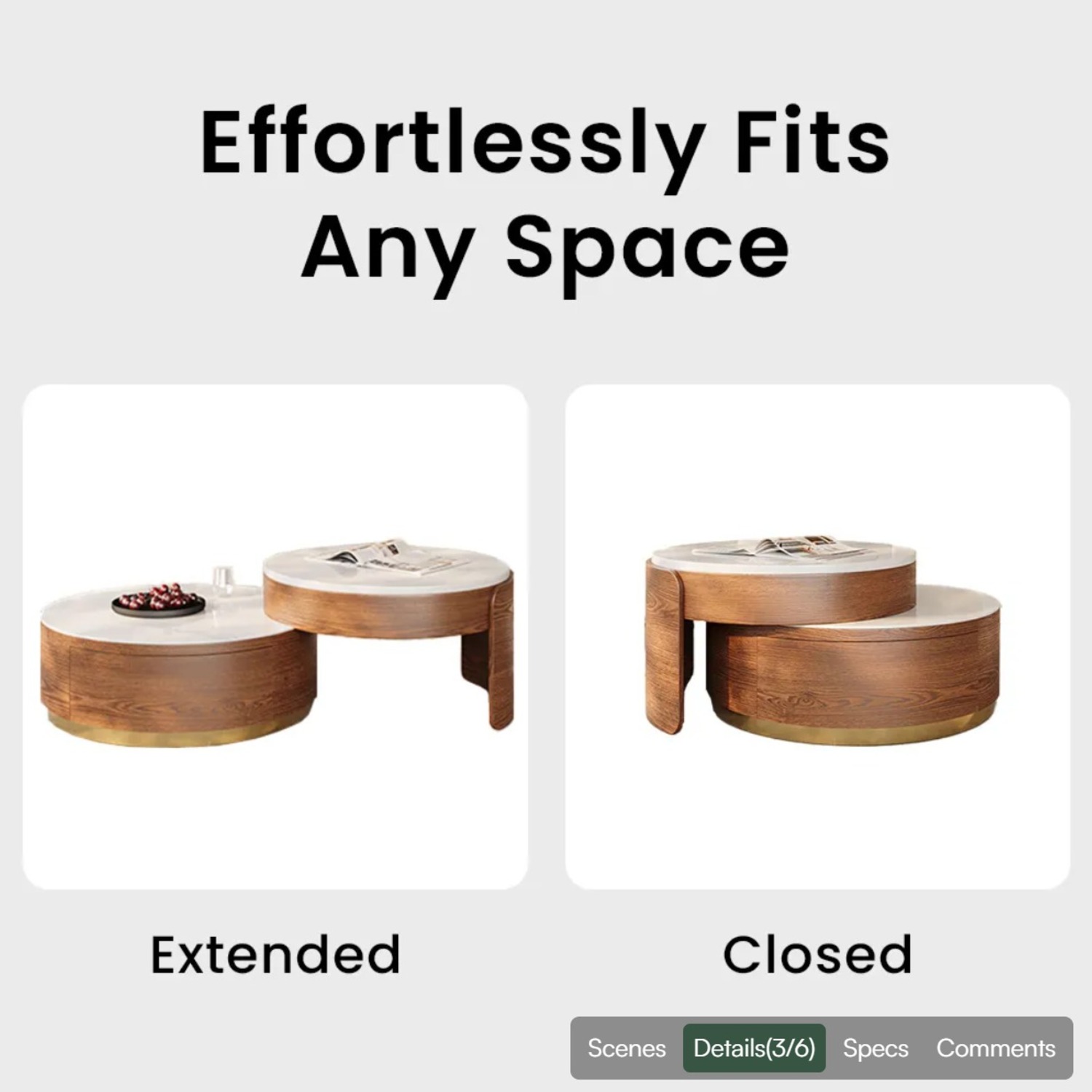 Lift-top Modern Nesting Coffee Table Set of 2 - image-5