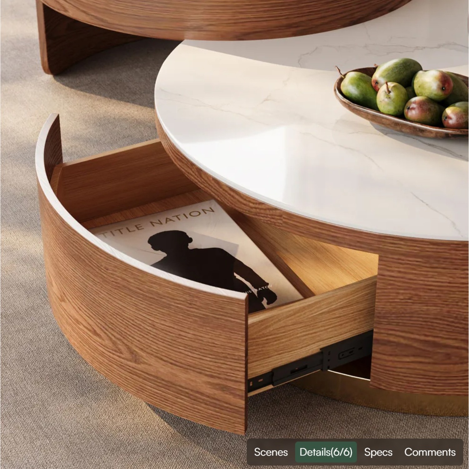 Lift-top Modern Nesting Coffee Table Set of 2 - image-7