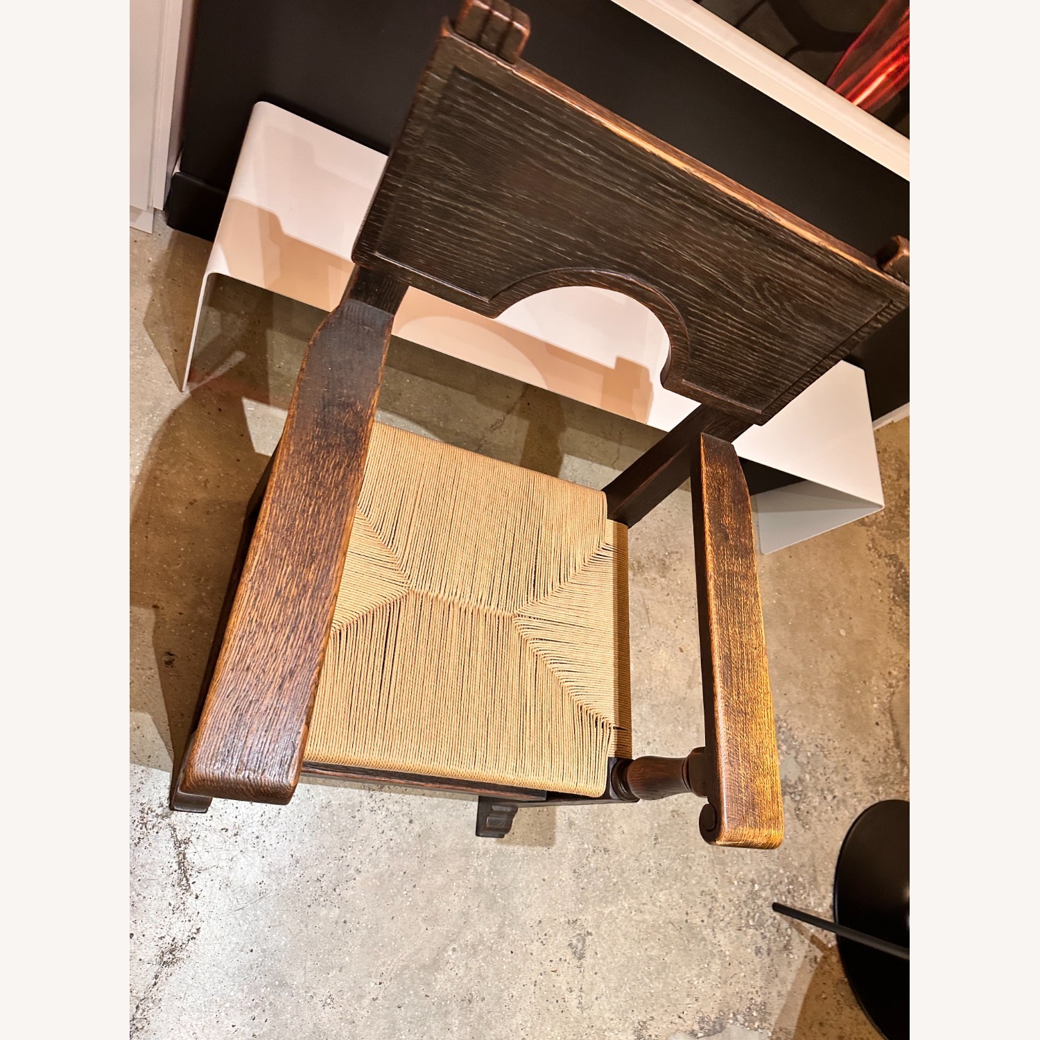 Pair of Ebonized and Straw Armchairs, 1940s - image-2