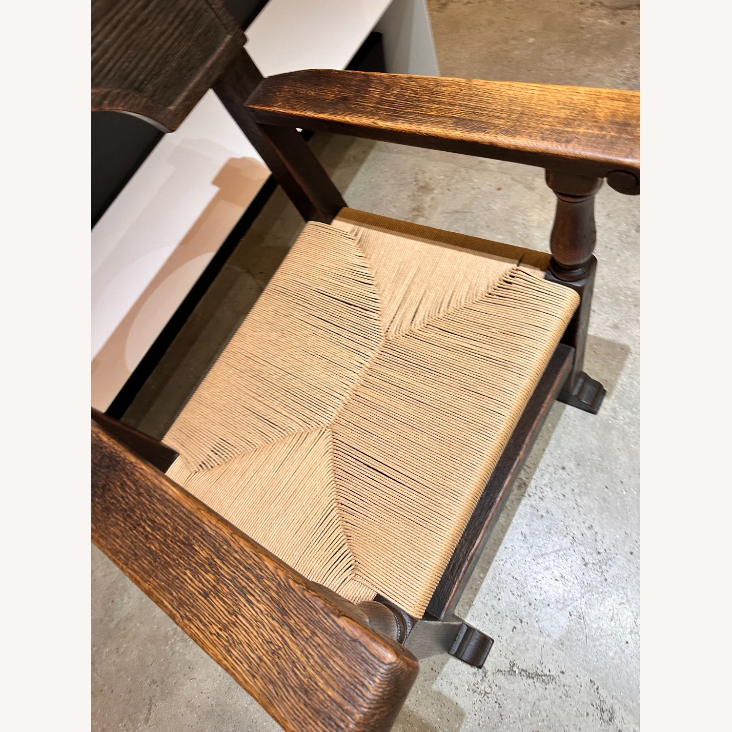 Pair of Ebonized and Straw Armchairs, 1940s - image-7