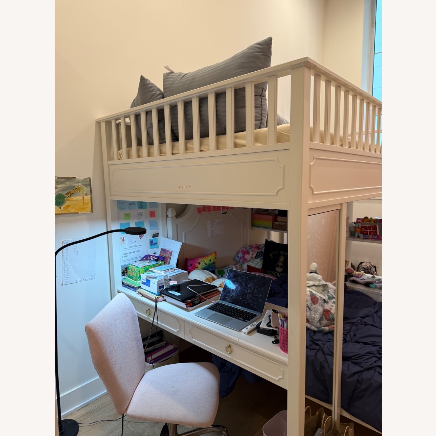 Ava Regency White Loft Bed Set - image-6