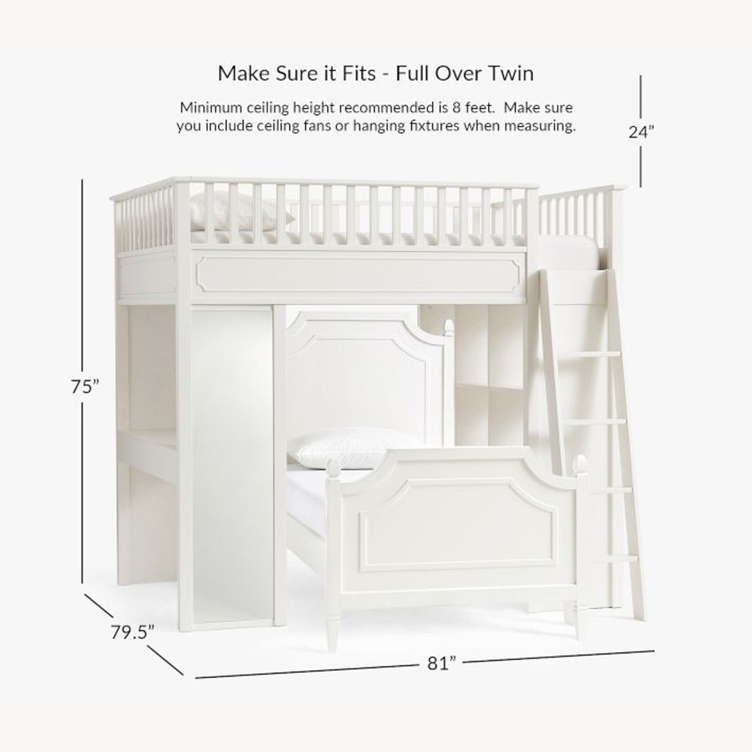 Ava Regency White Loft Bed Set - image-1