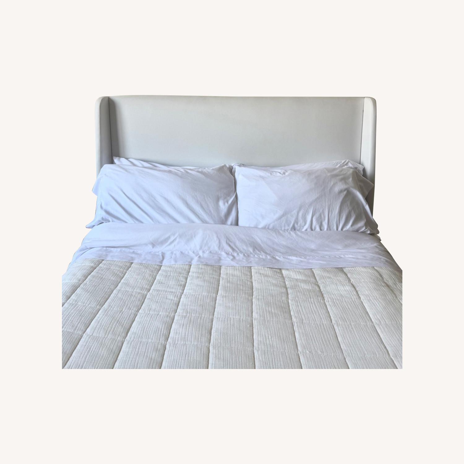 White Full Size Bed Frame with Headboard - image-0