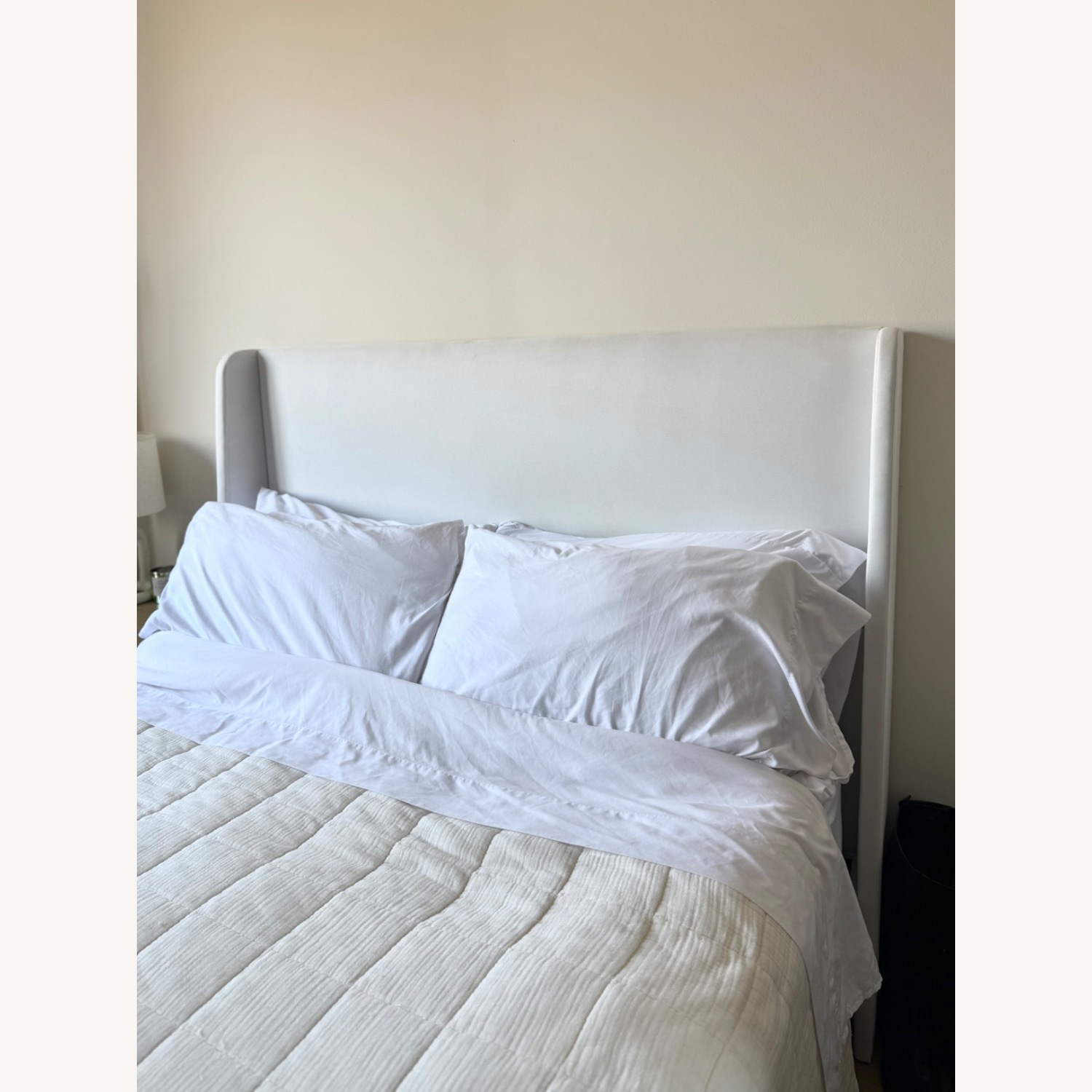 White Full Size Bed Frame with Headboard - image-2