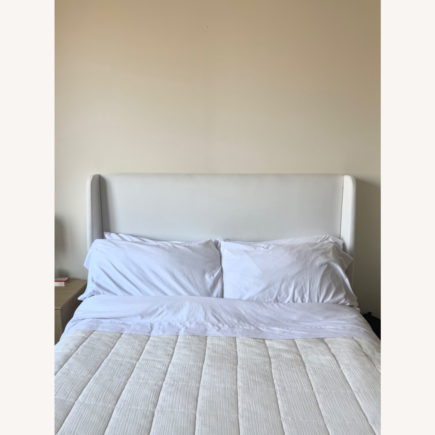 White Full Size Bed Frame with Headboard - image-1