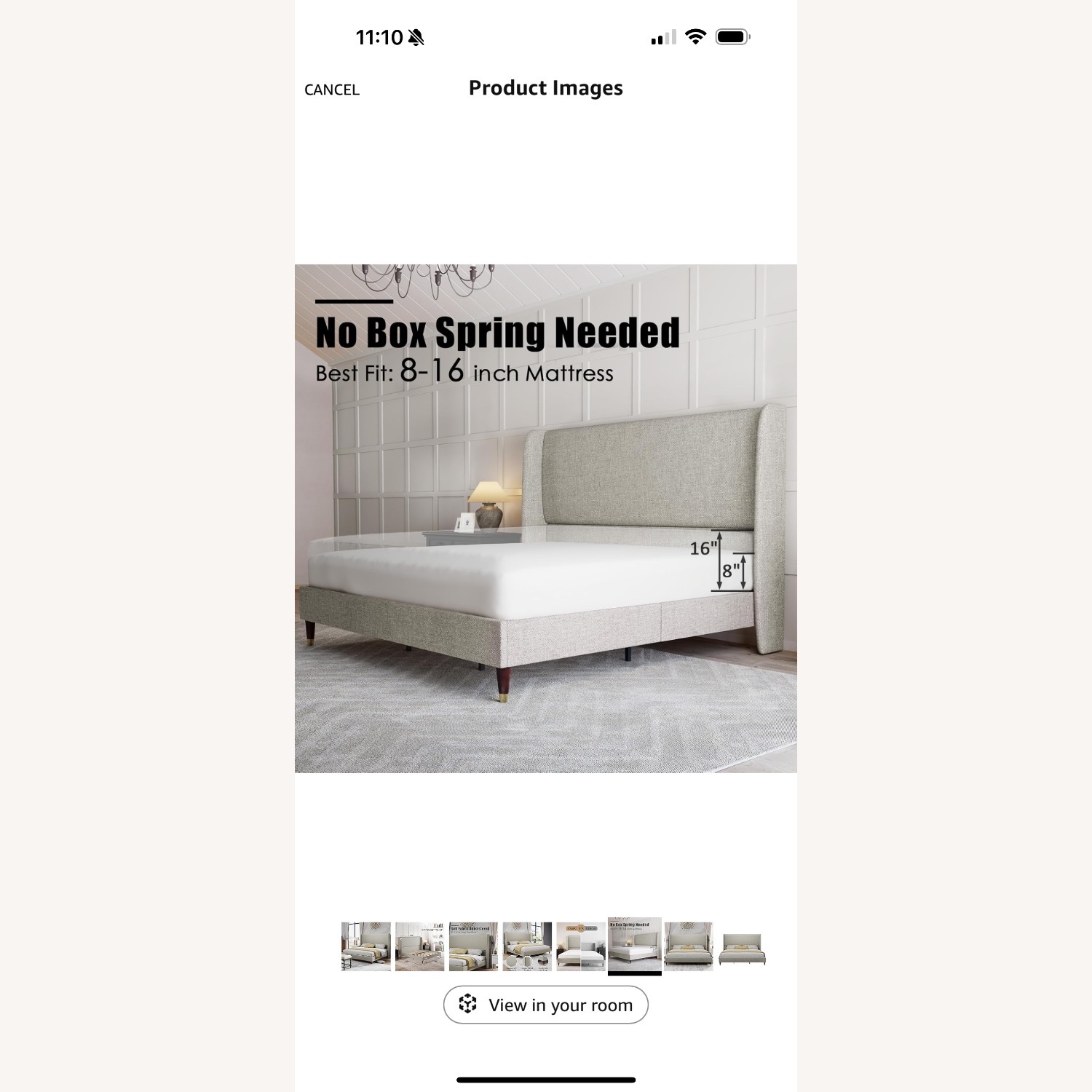 White Full Size Bed Frame with Headboard - image-9