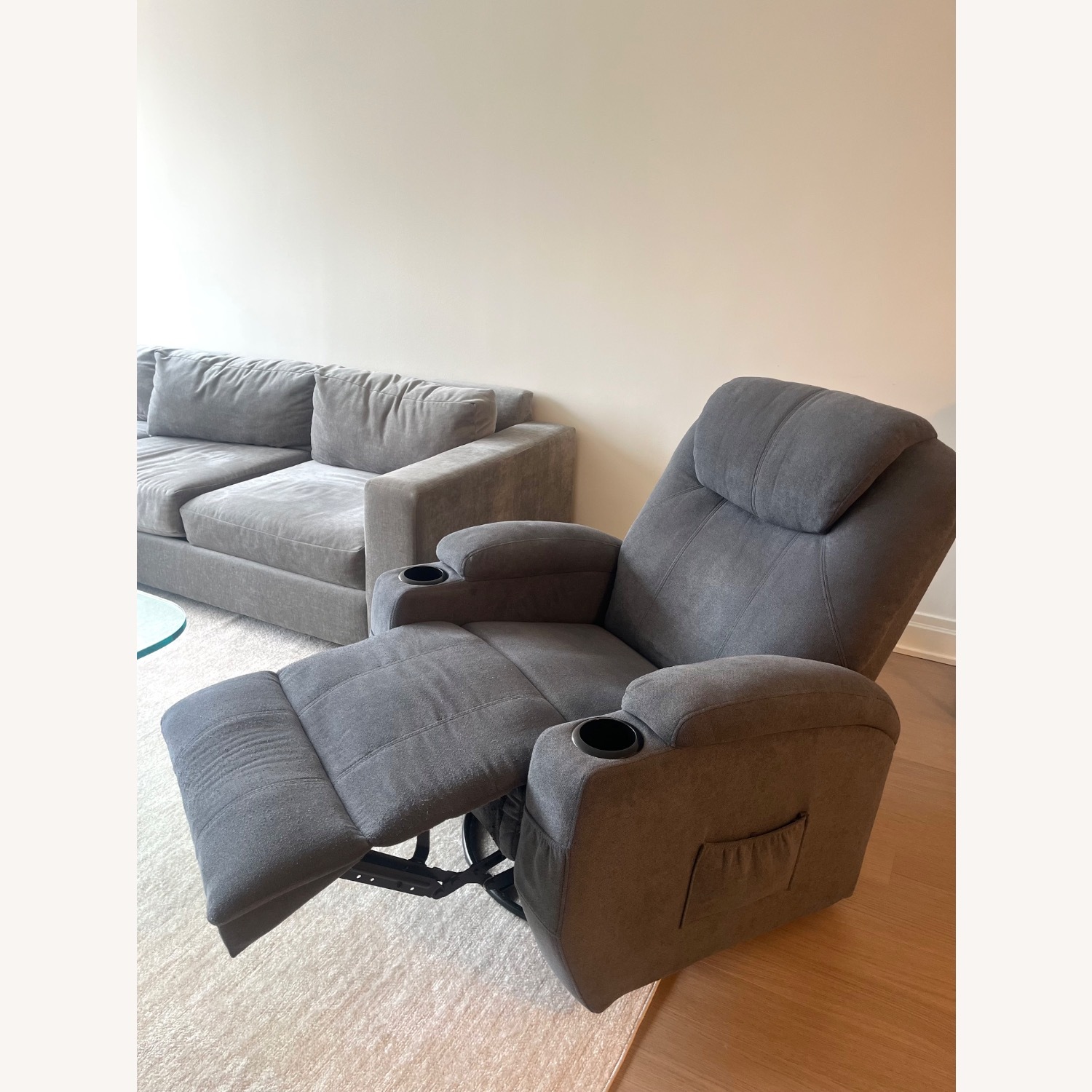 Gray Canvas Recliner Chair - image-3