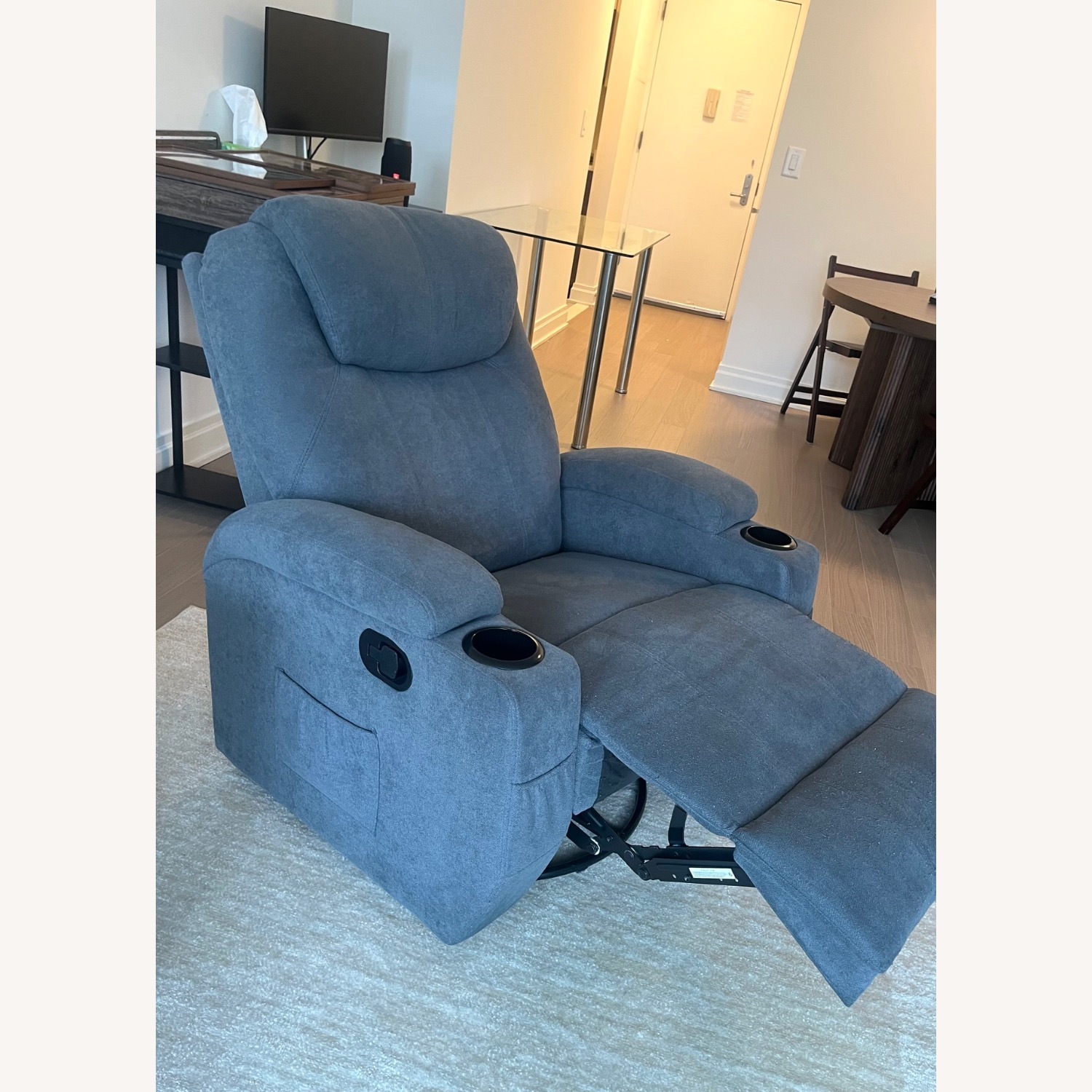 Gray Canvas Recliner Chair - image-1
