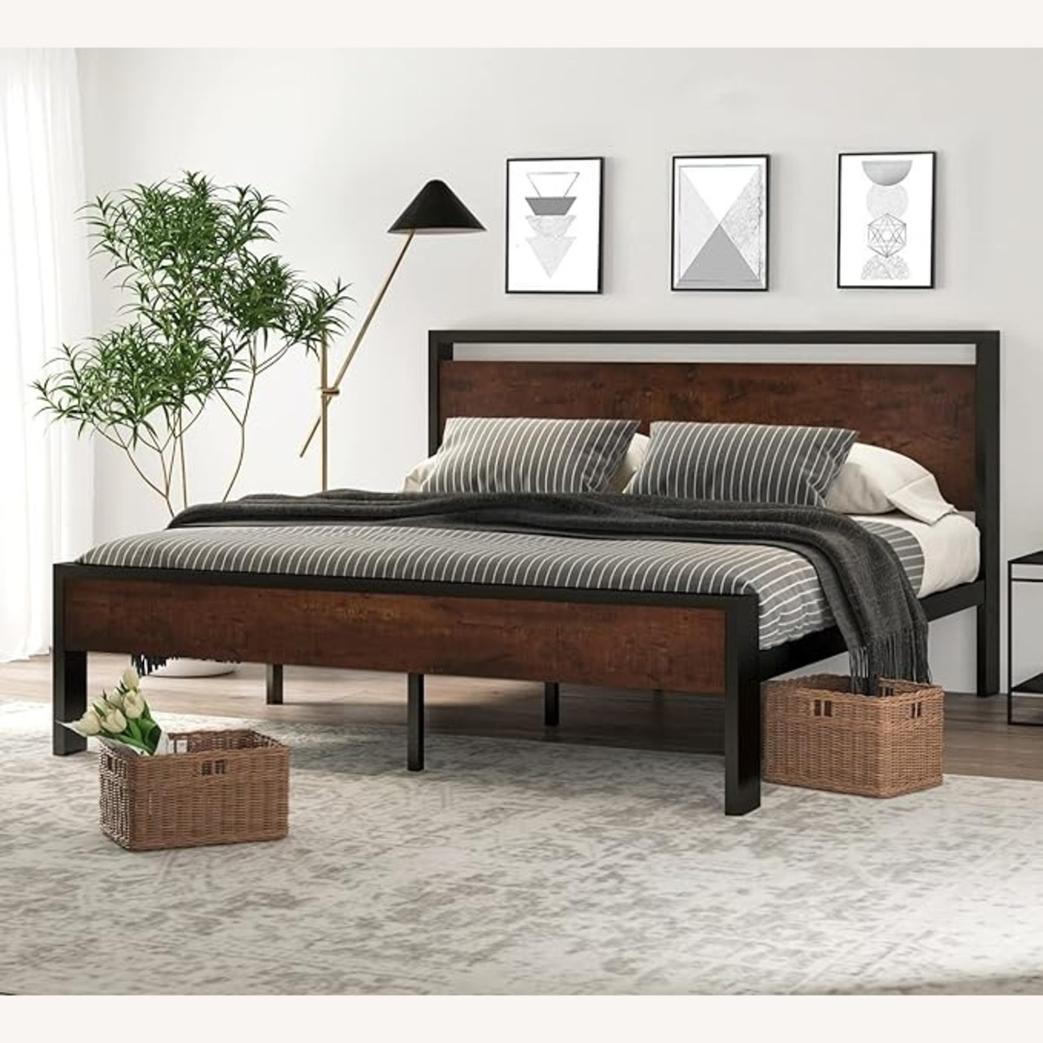 SHA CERLIN 14 Inch King Size Metal Platform Bed Frame - image-4
