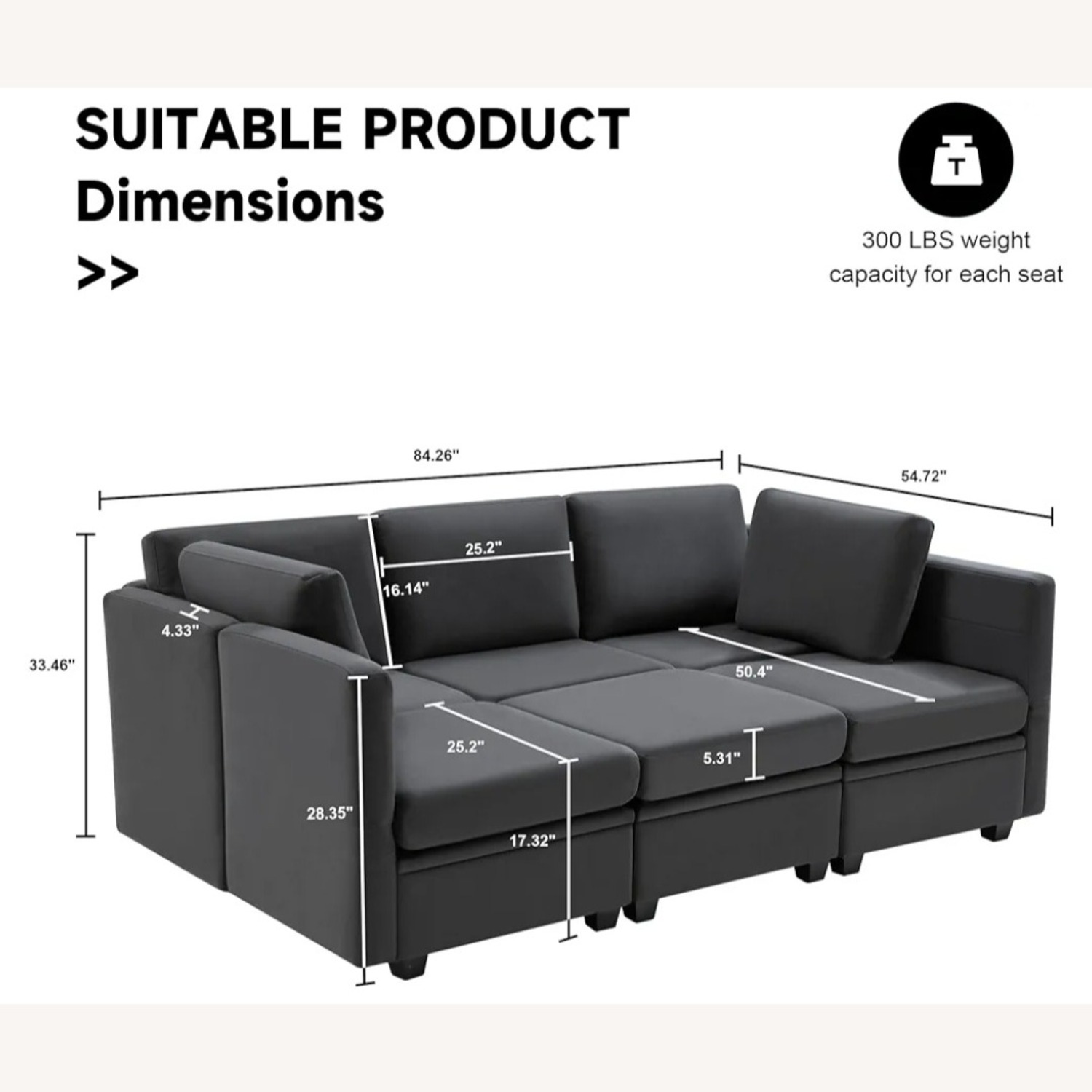 Weture Dark Gray Sectional Sleeper Sofa - image-2