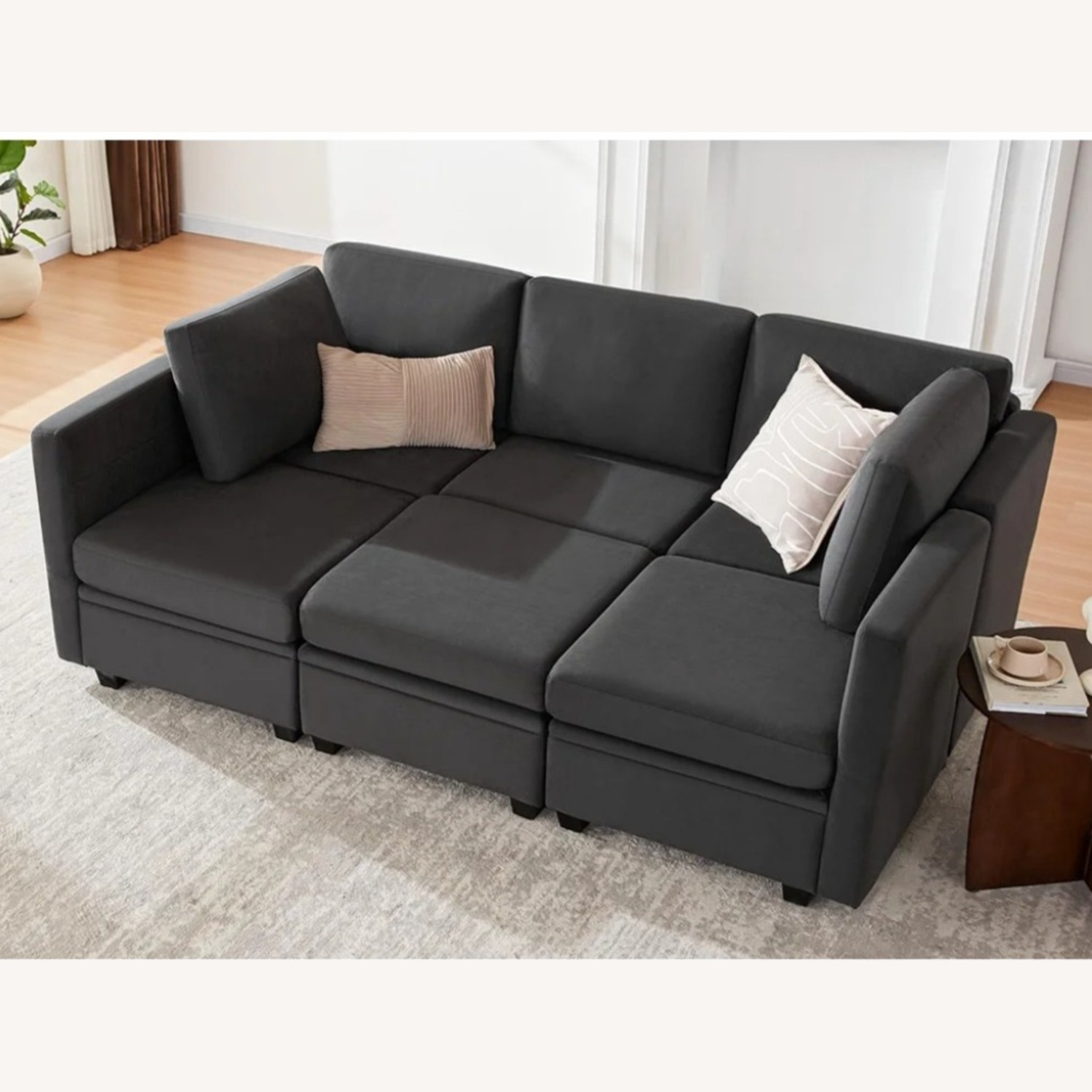 Weture Dark Gray Sectional Sleeper Sofa - image-1