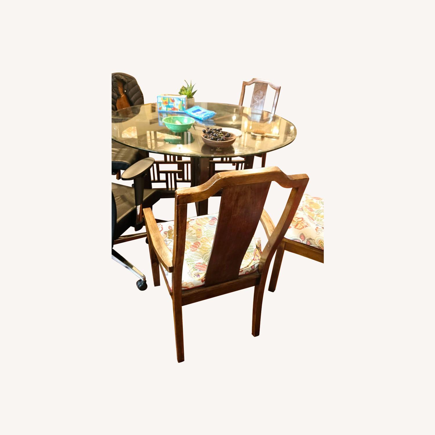 Vintage Style Glass and Wood Dining Set - image-0