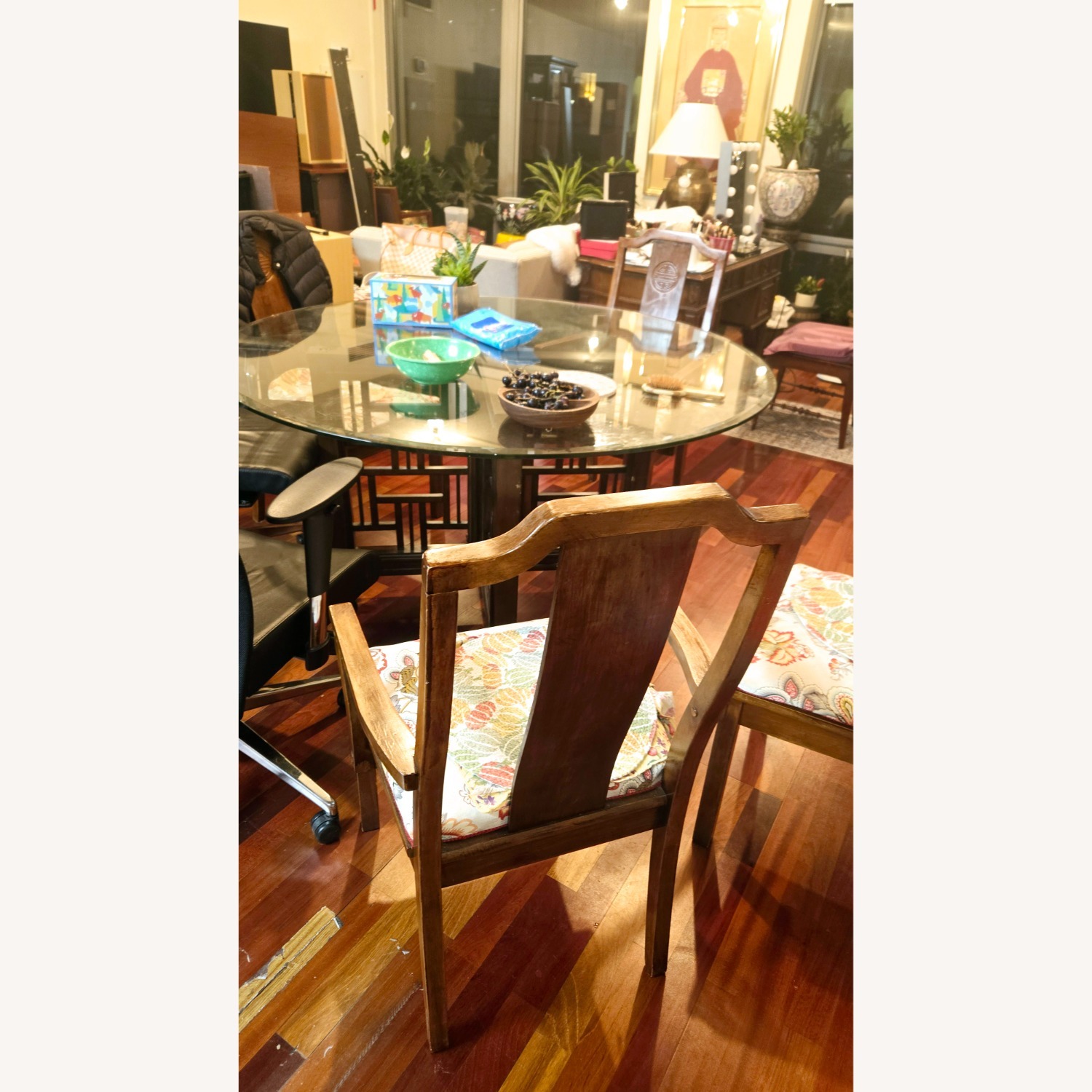 Vintage Style Glass and Wood Dining Set - image-1