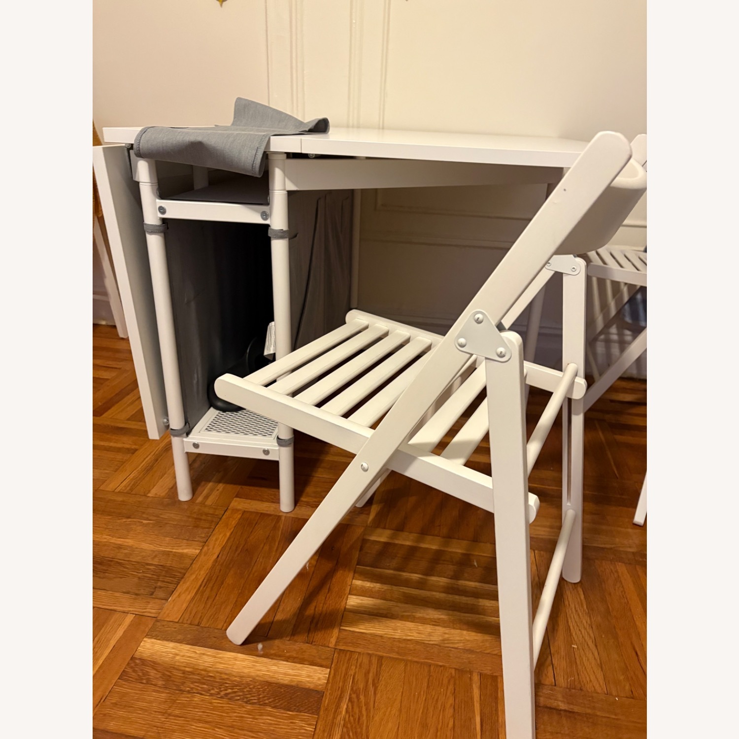 IKEA Extendable White Table with Chairs - image-4