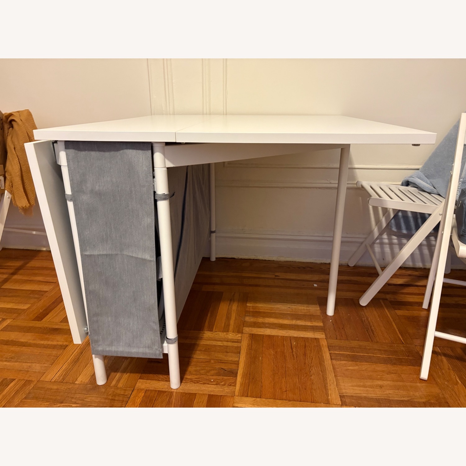 IKEA Extendable White Table with Chairs - image-2