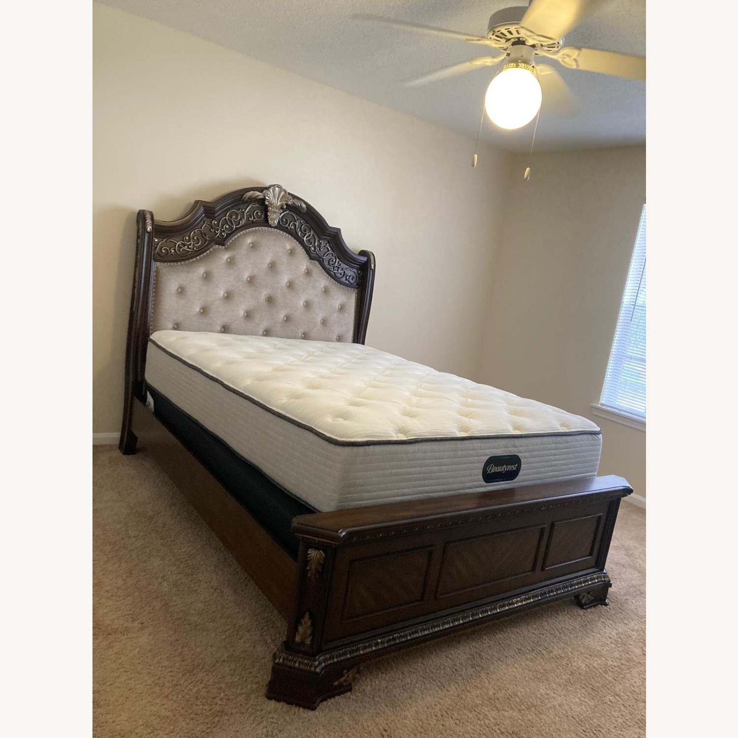 Ashley Maylee Queen Wooden Bed Frame with Upholstered Headboard - image-2