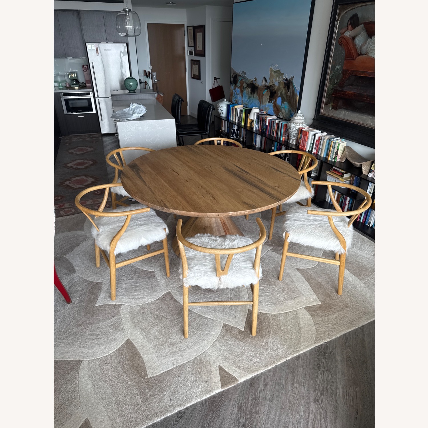 Crate & Barrel Foxx 60" Round Natural Wood Dining Table - image-4