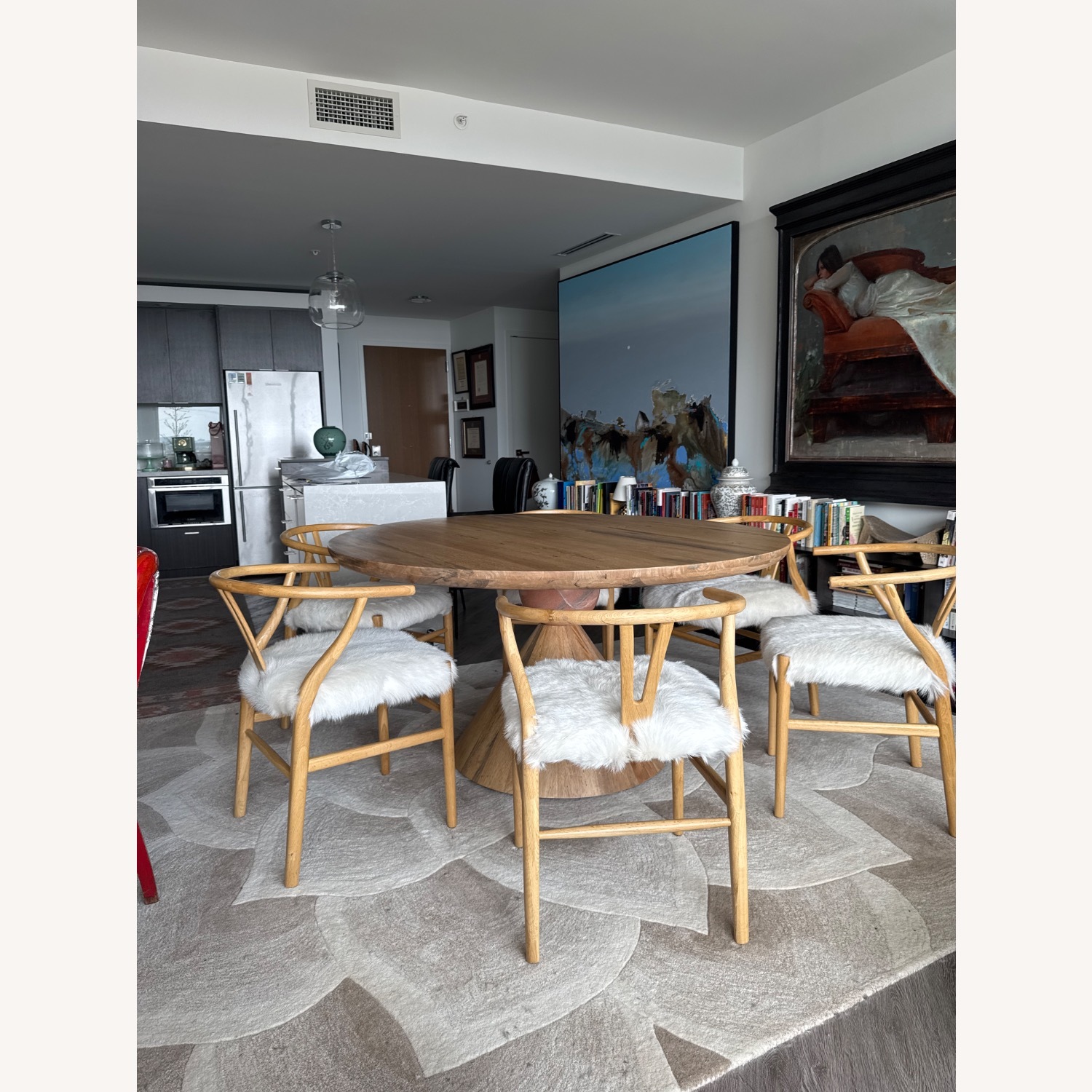 Crate & Barrel Foxx 60" Round Natural Wood Dining Table - image-1