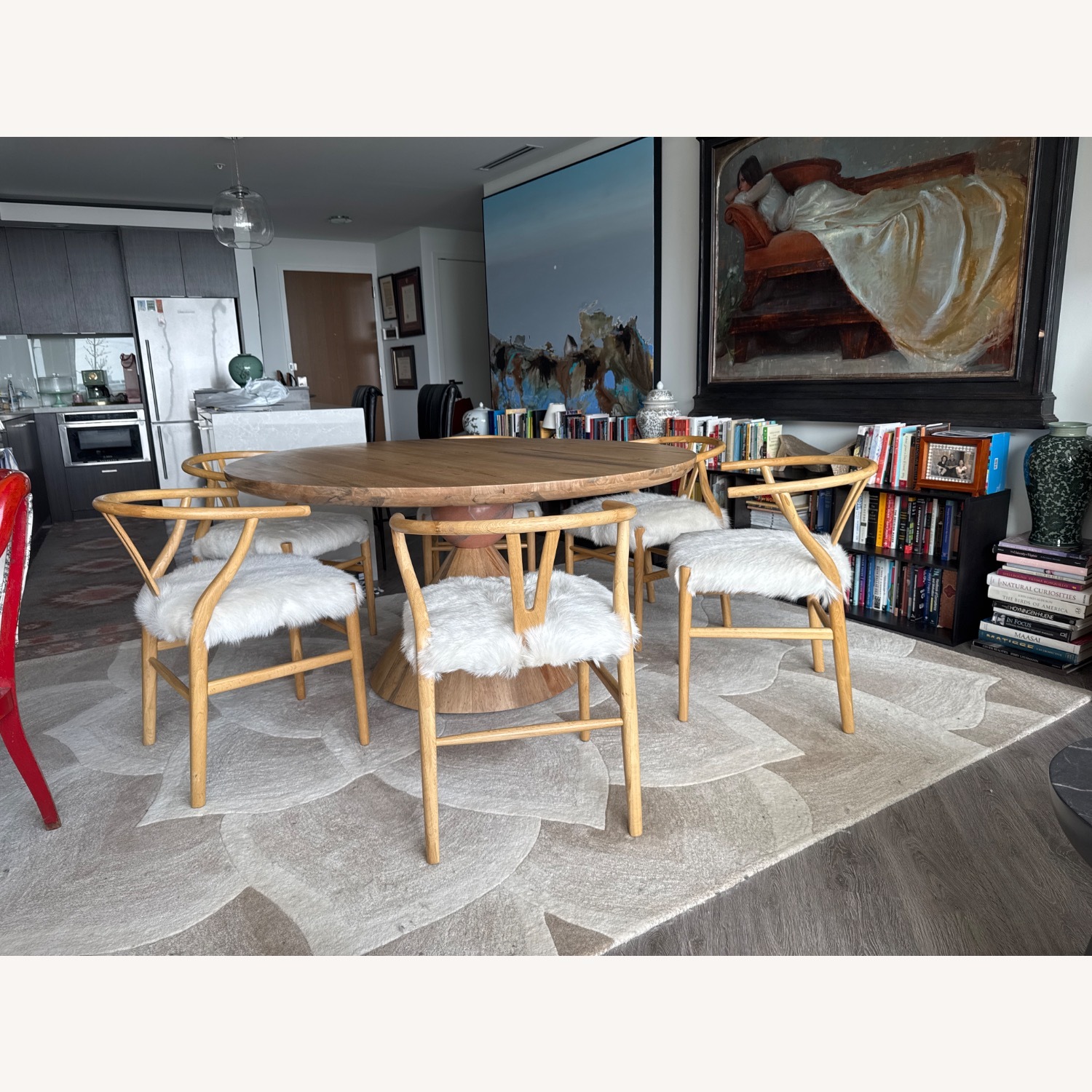 Crate & Barrel Foxx 60" Round Natural Wood Dining Table - image-2