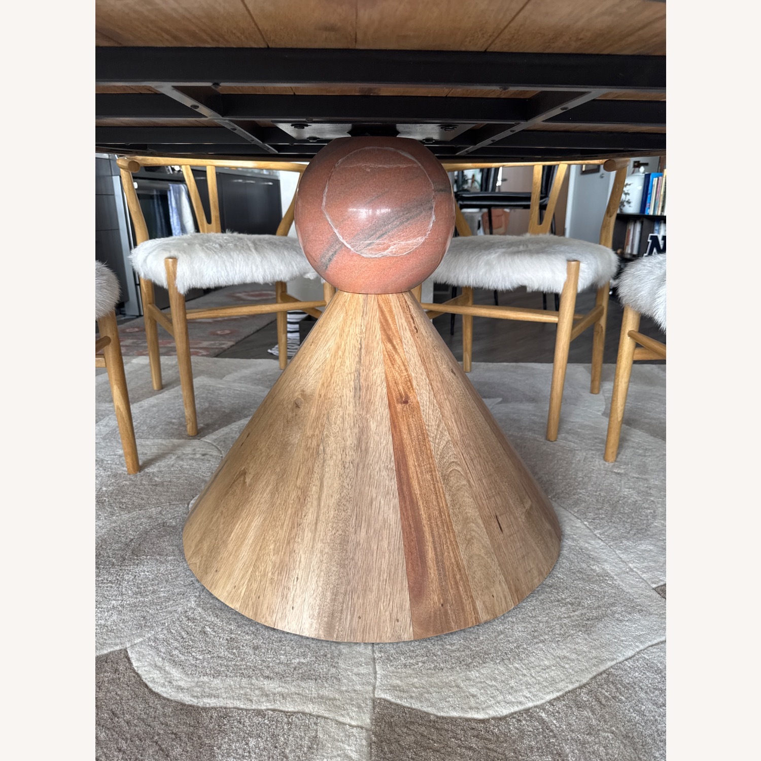 Crate & Barrel Foxx 60" Round Natural Wood Dining Table - image-5