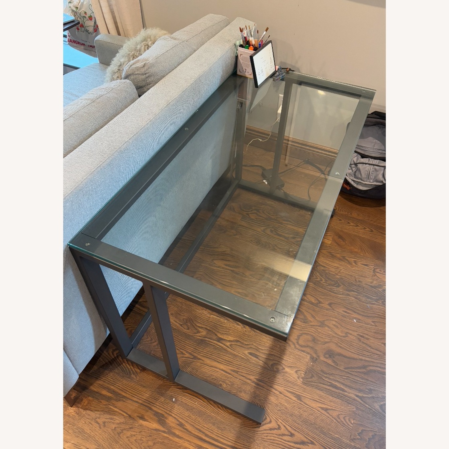 Crate & Barrel Glass and Steel Working Desk - image-2